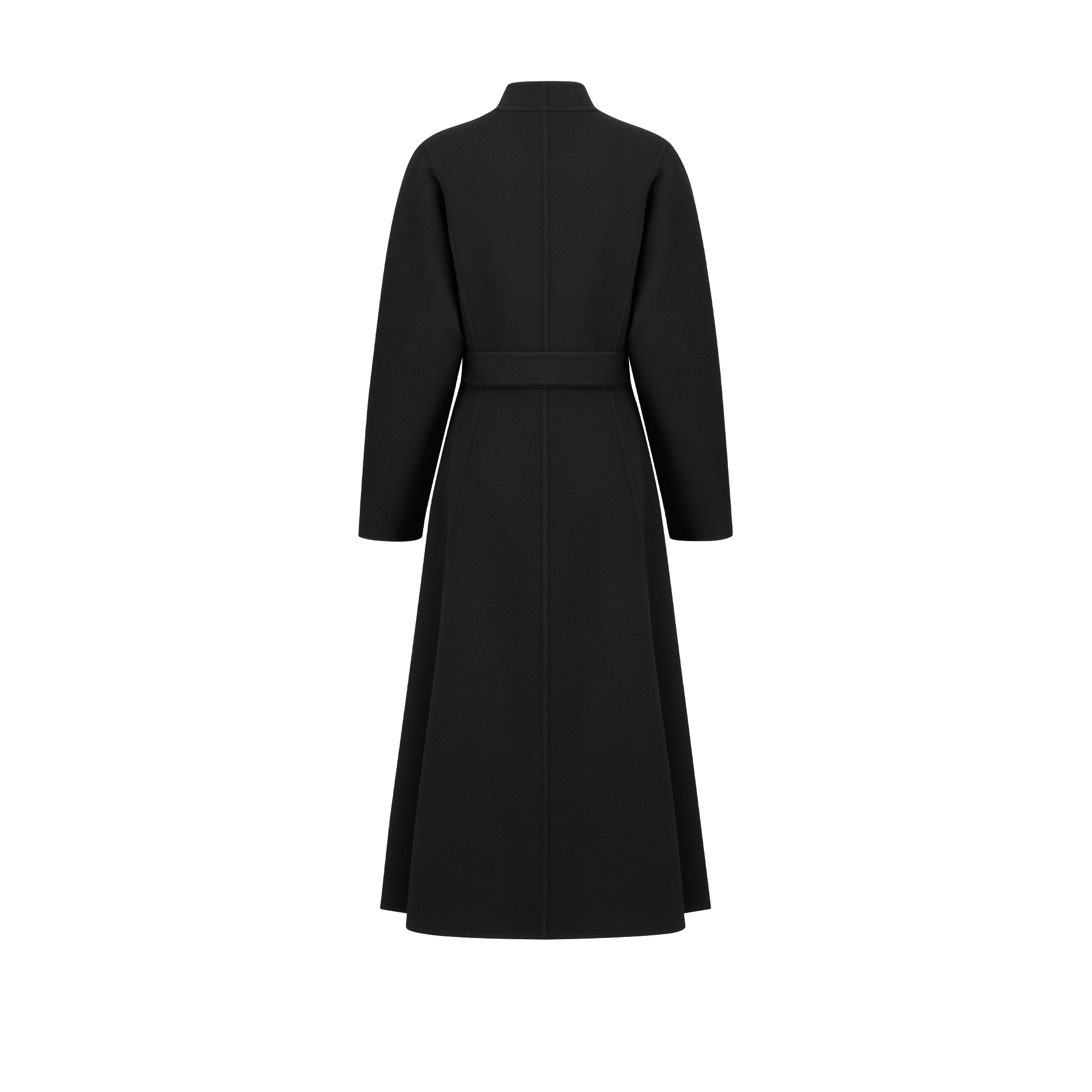 벨트 코트 블랙 양면 버진 울 캐시미어 E08