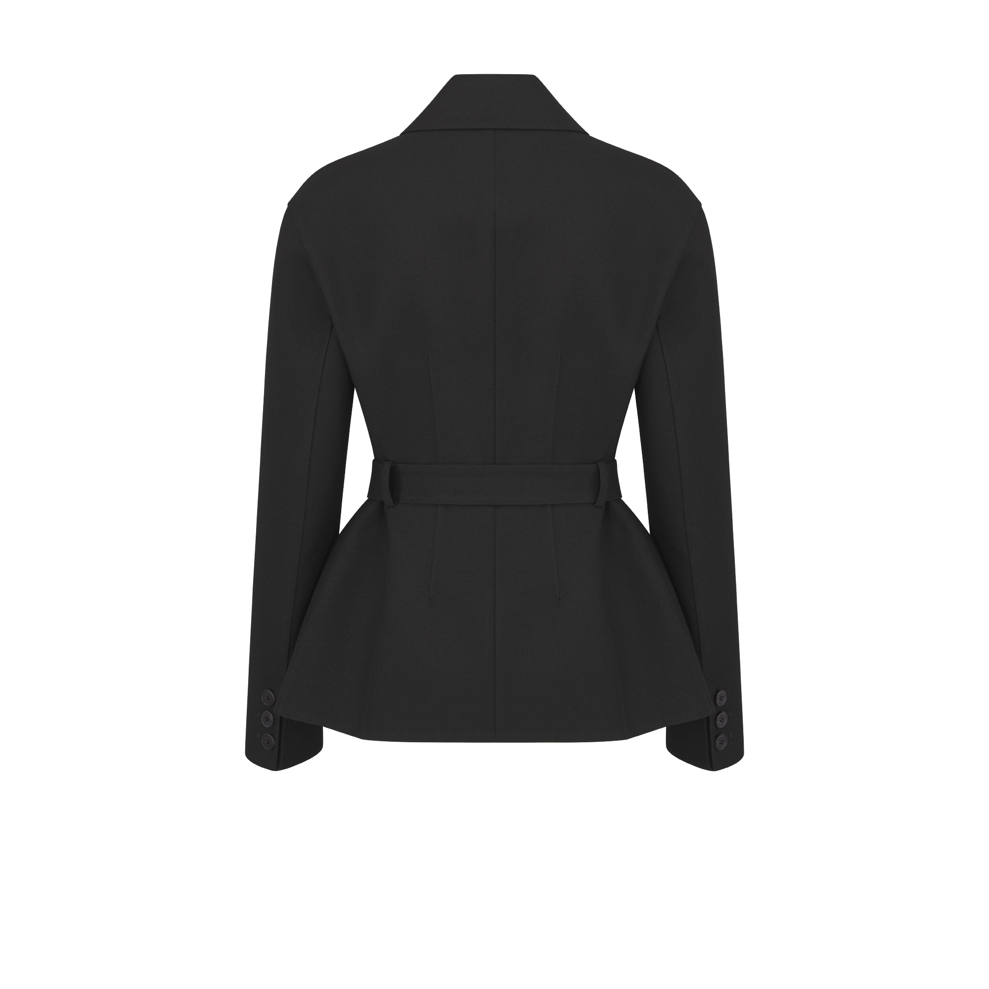 ベルト付き ジャケット バージンウール & シルク ギャバジン E08