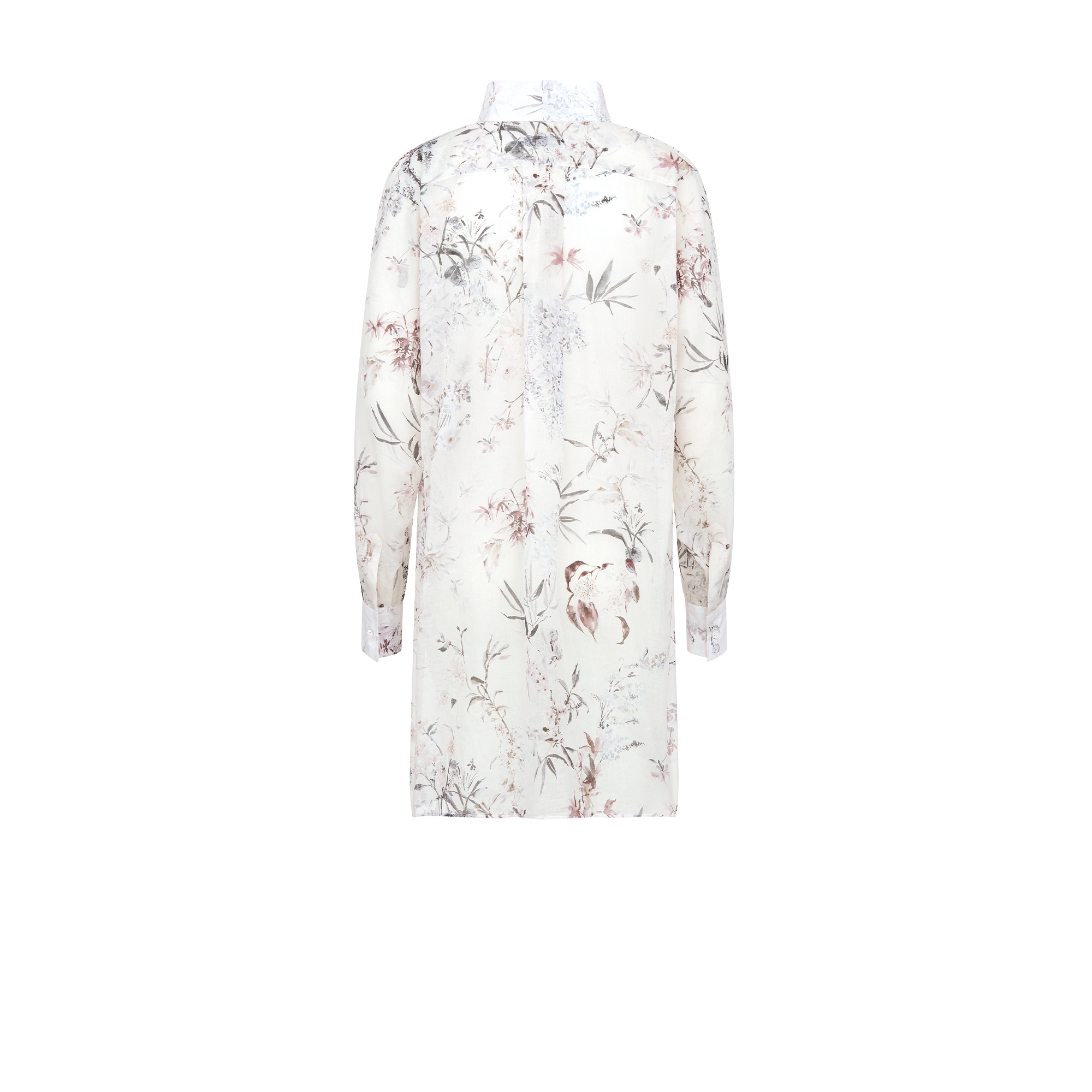 Long Blouse Ecru Cotton Muslin with Multicolor Millefiori Motif E08