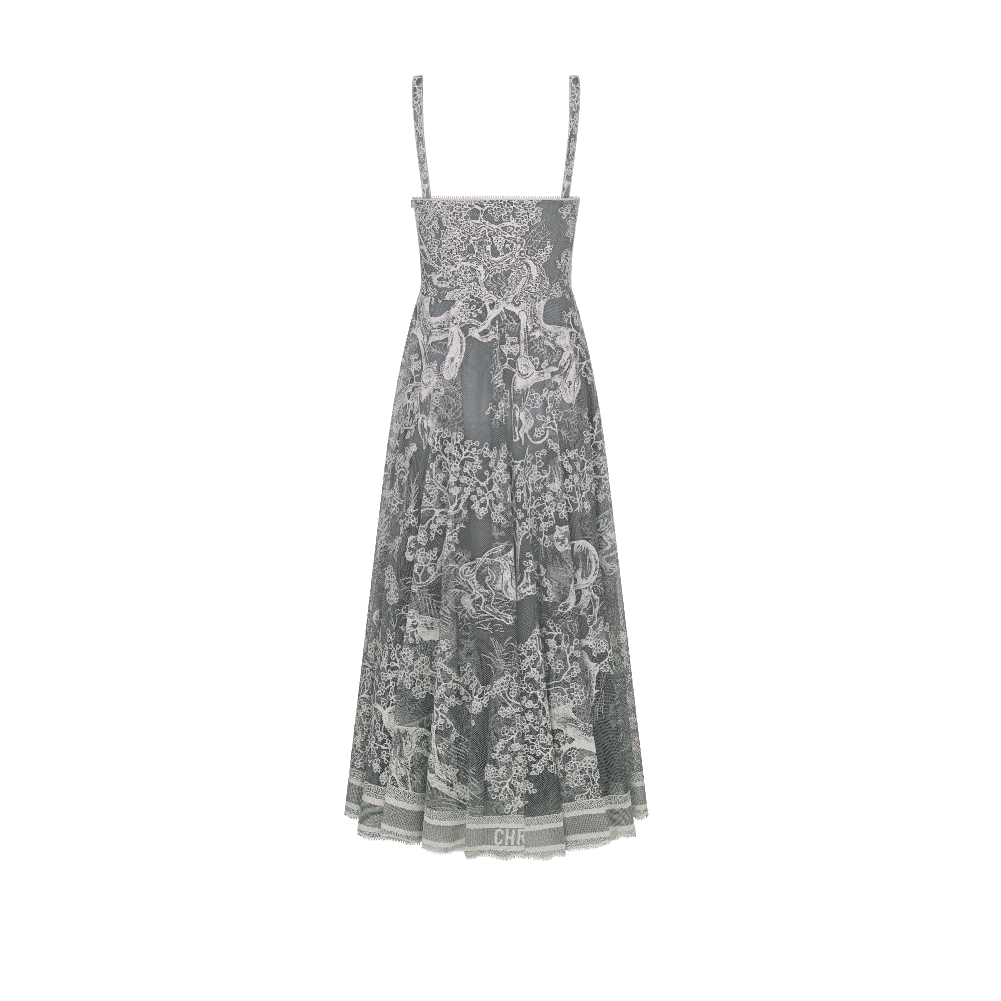 Vestido acampanado de largo medio Dioriviera Encaje de mezcla algodón Toile de Jouy Sauvage en azul marino y blanco E08