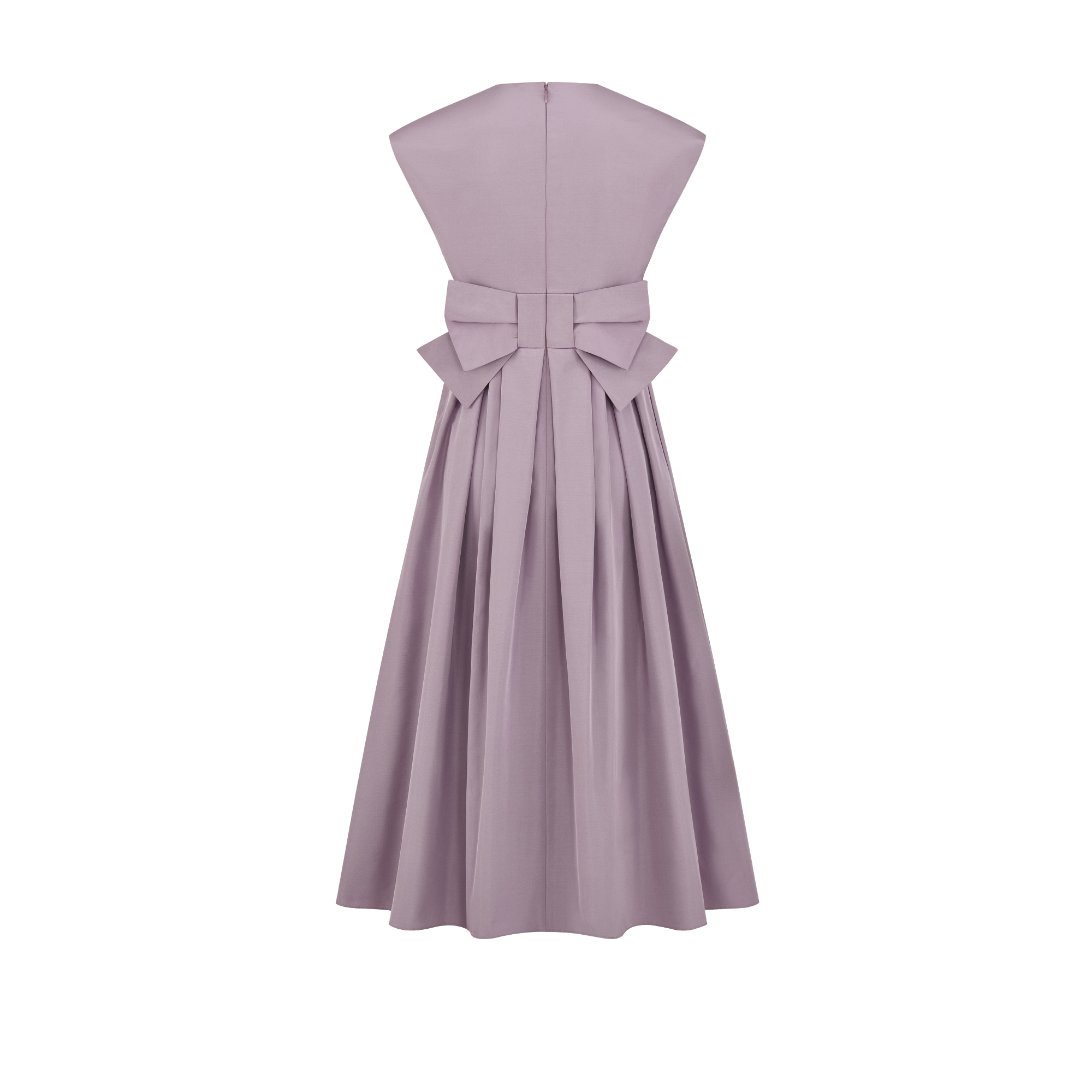 Mid-Length Flared Dress Purple Silk Faille E08