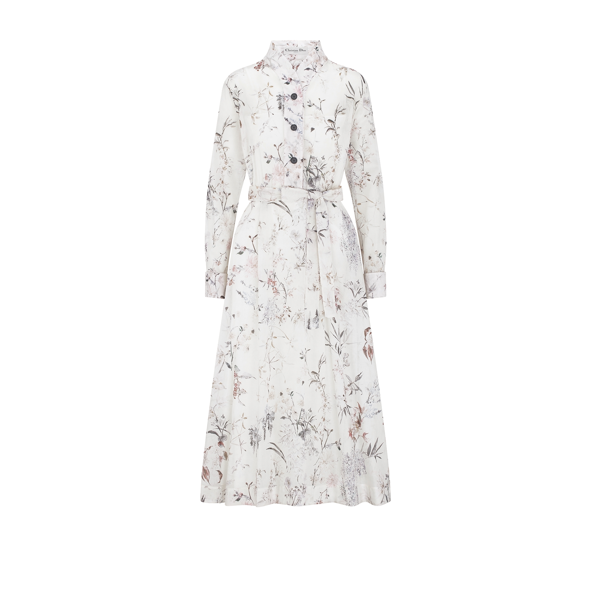 DIOR | ベルト付き ミディ シャツドレス コットン & シルク ポプリン