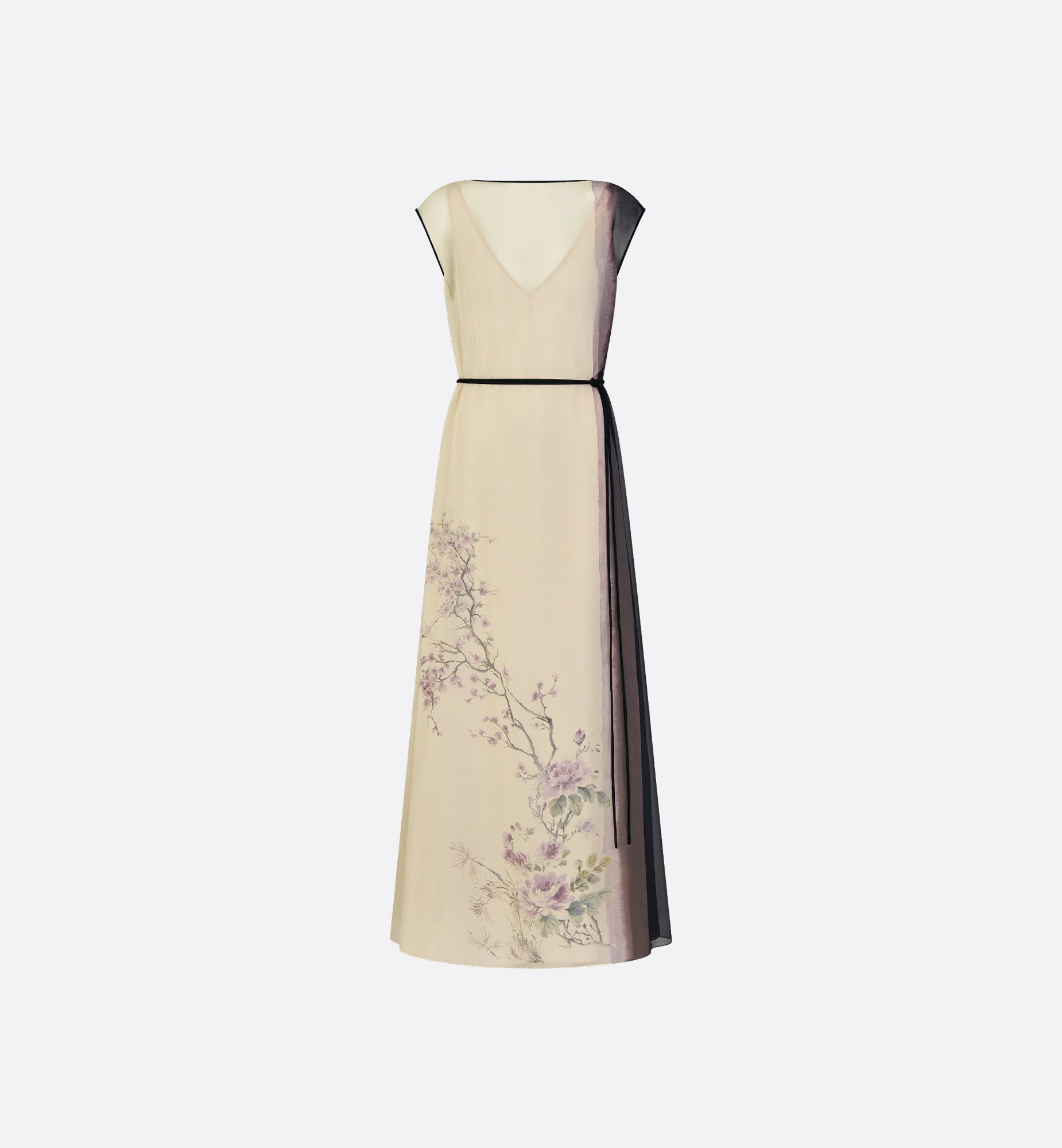 DIOR | ベルト付き ロングドレス Dior Pivoine シルクシフォン DIOR | ベルト付き ロングドレス Dior Pivoine シルクシフォン