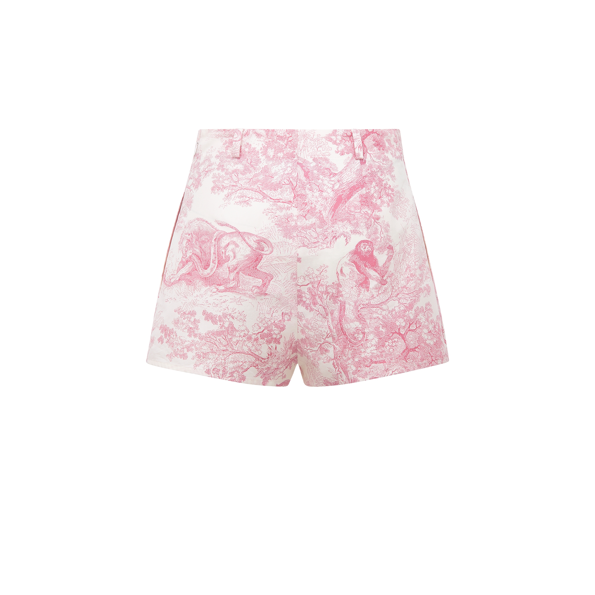 Dioriviera Shorts White Cotton and Silk Poplin with Cherry Blossom Pink Toile de Jouy Sauvage Motif E08