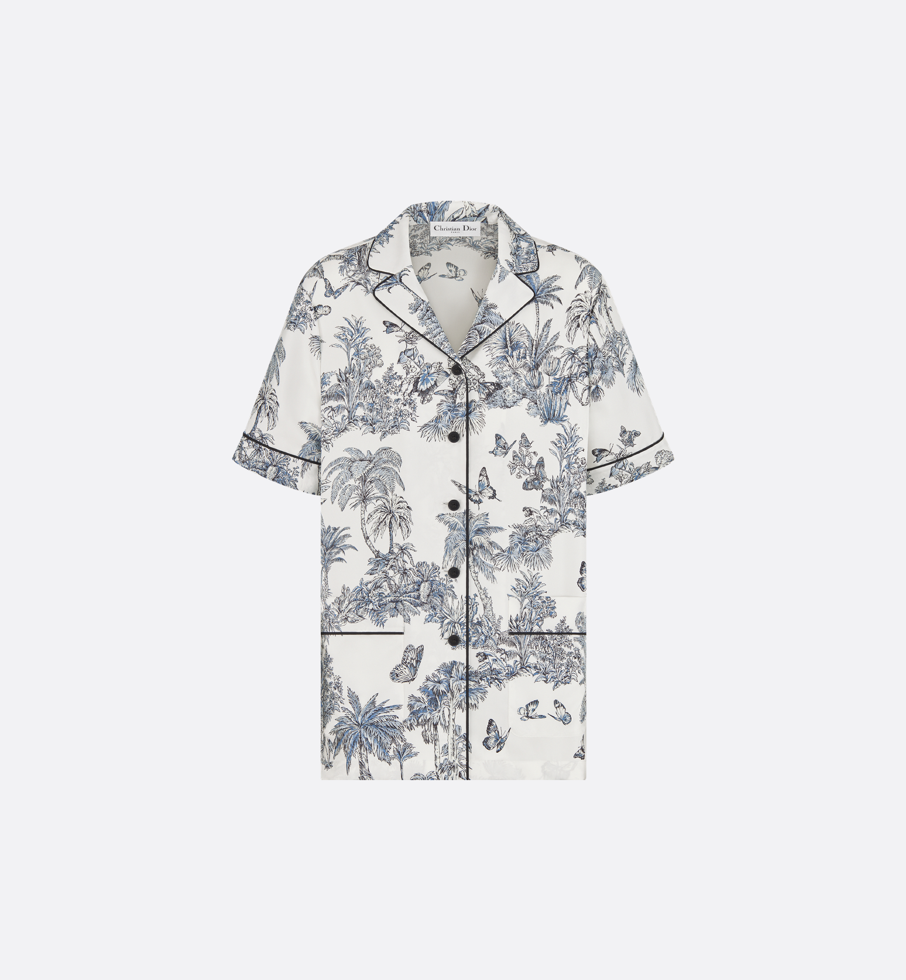 Dioriviera Short-Sleeved Shirt White and Blue Toile de Jouy Dioriviera Short-Sleeved Shirt White and Blue Toile de Jouy