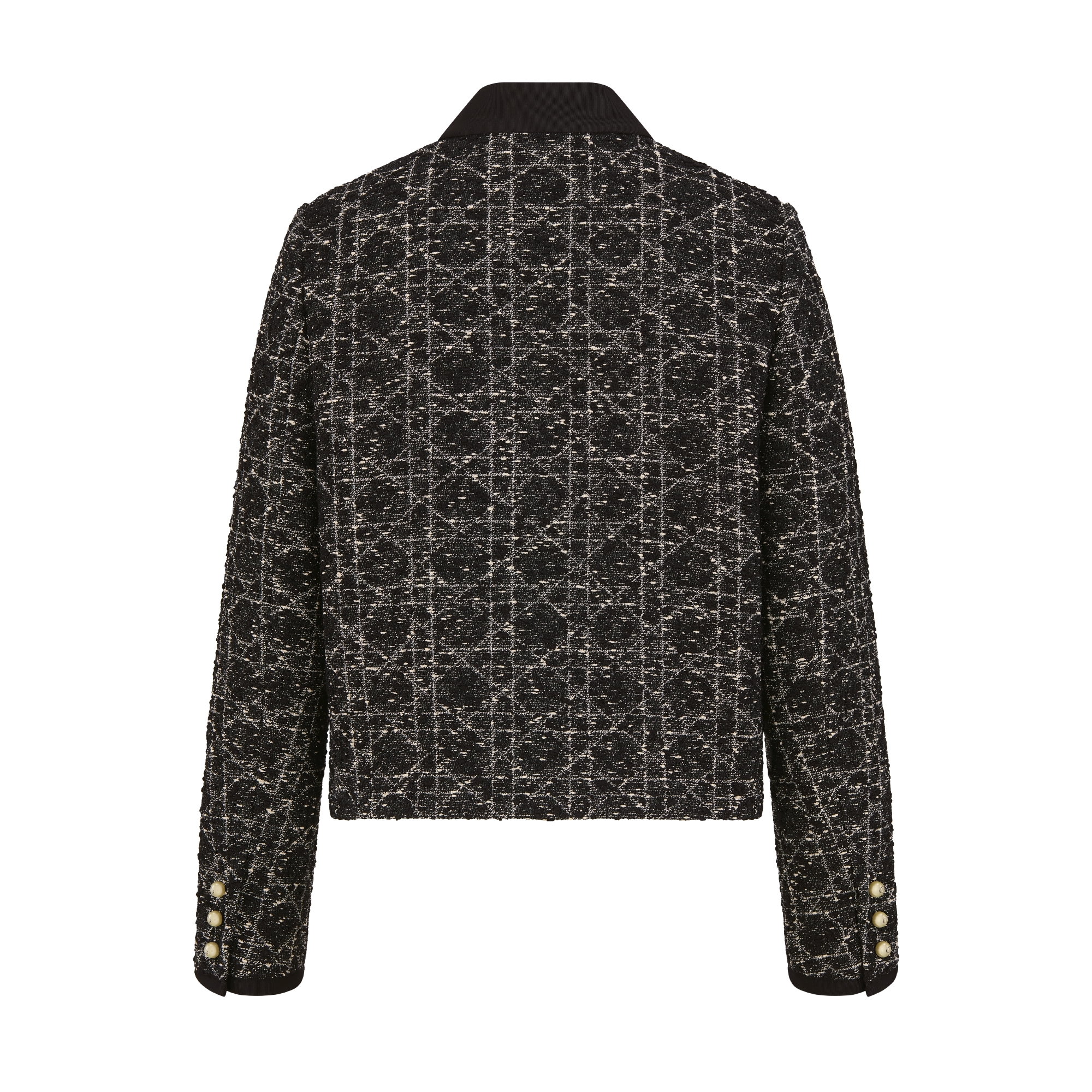 แจ็กเก็ตลาย Macrocannage ผ้าทวีดผสมฝ้ายสีดํา E08