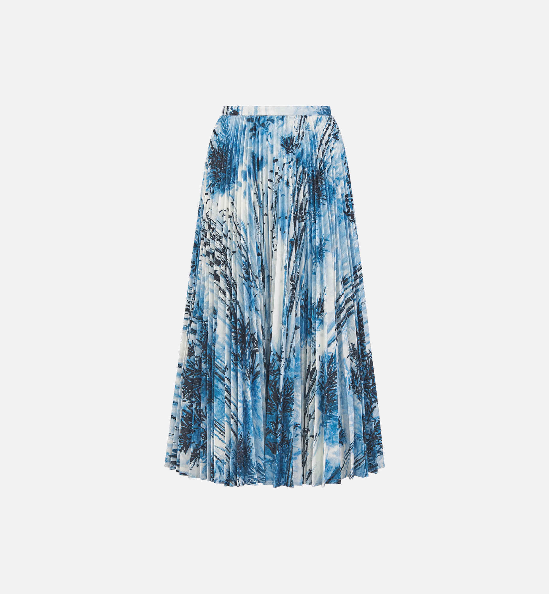 Mid-Length Pleated Skirt Blue and White Dior Bambou Cotton Mid-Length Pleated Skirt Blue and White Dior Bambou Cotton