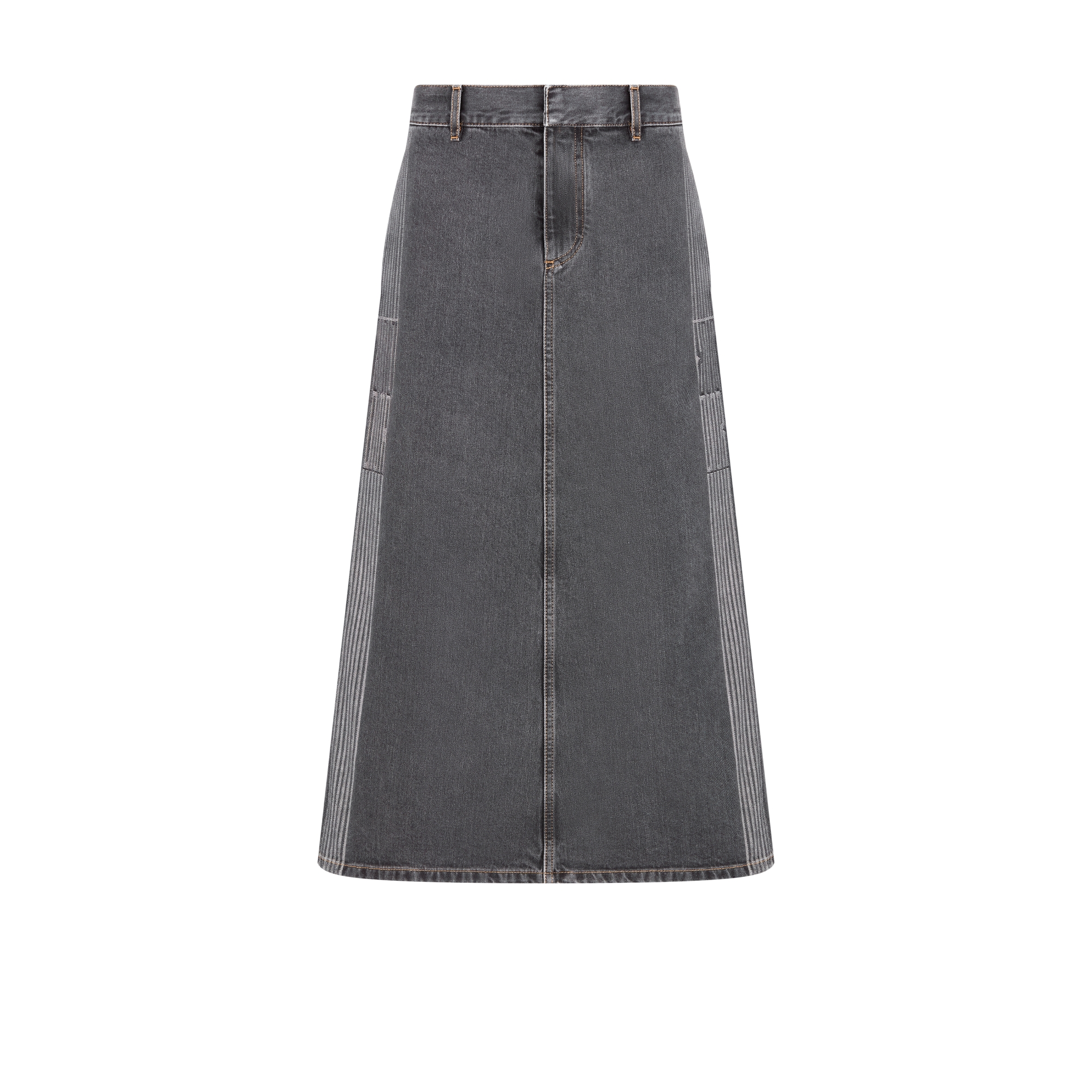 DiorAlps Mid-Length Regular-Fit Skirt Gray Cotton Denim with Dior Graphique Motif E01