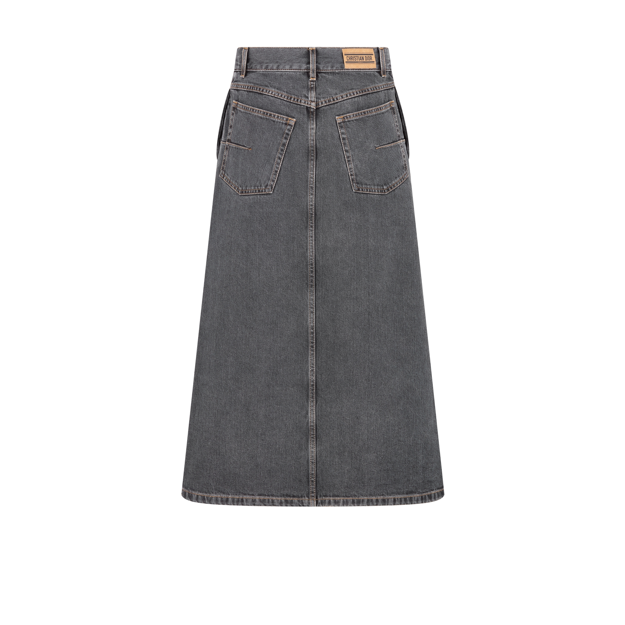 DiorAlps 標準剪裁中長半身裙 灰色棉質牛仔布搭配 Dior Graphique 圖案 E08