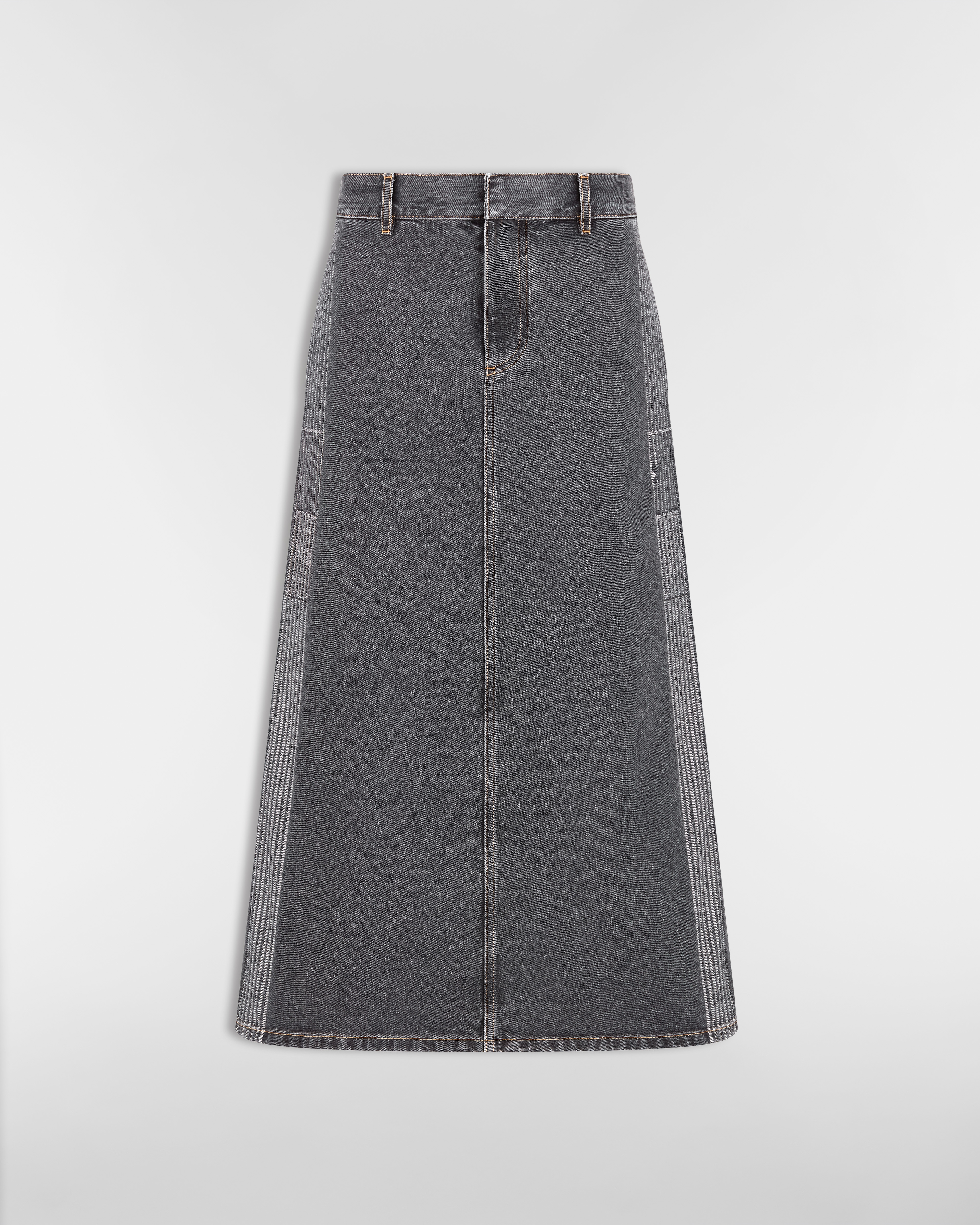 DiorAlps Mid-Length Regular-Fit Skirt Gray Cotton Denim with Dior Graphique Motif E01