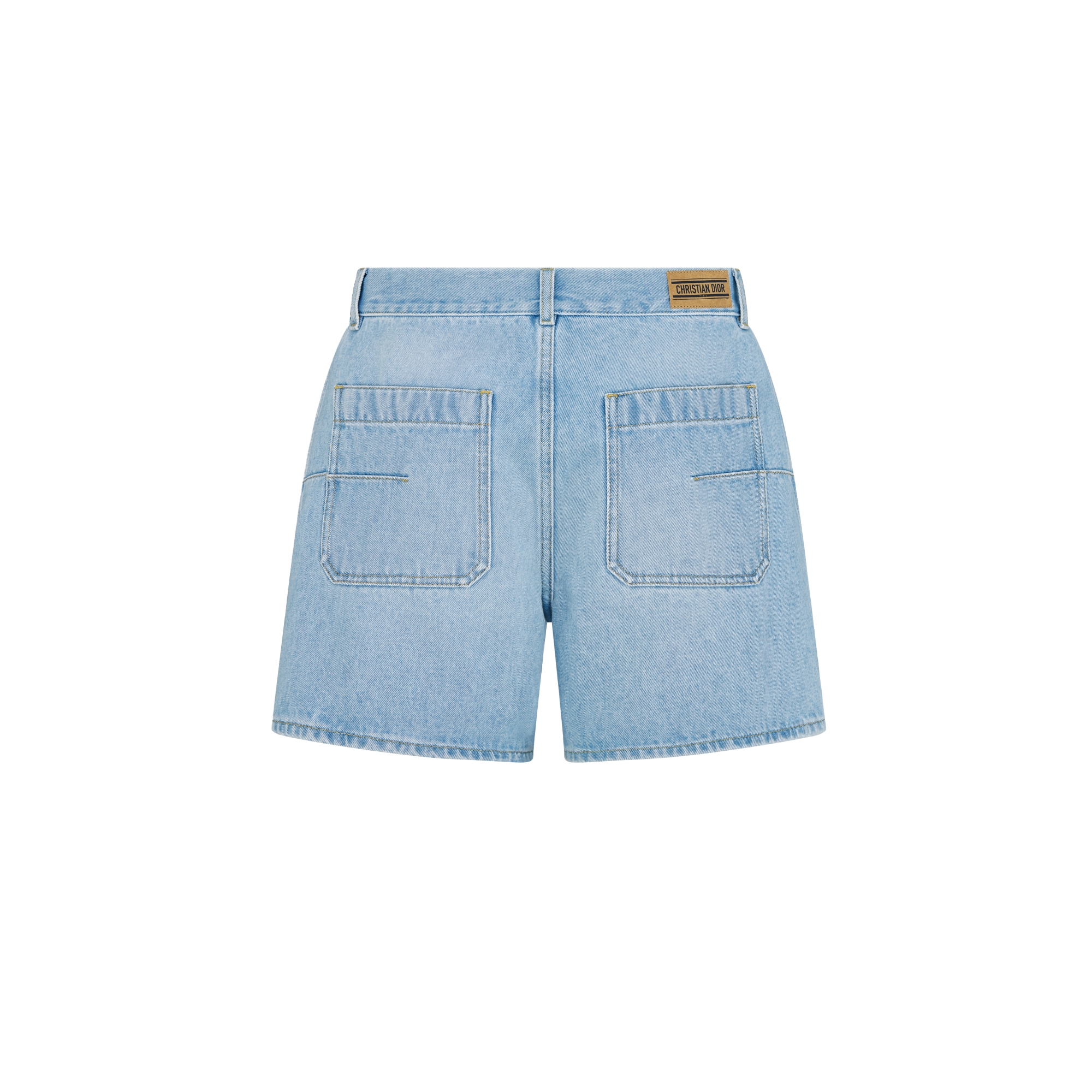 Dioriviera 短褲 淺藍色石洗棉質牛仔布搭配內側 Dior Oblique 圖案 E08