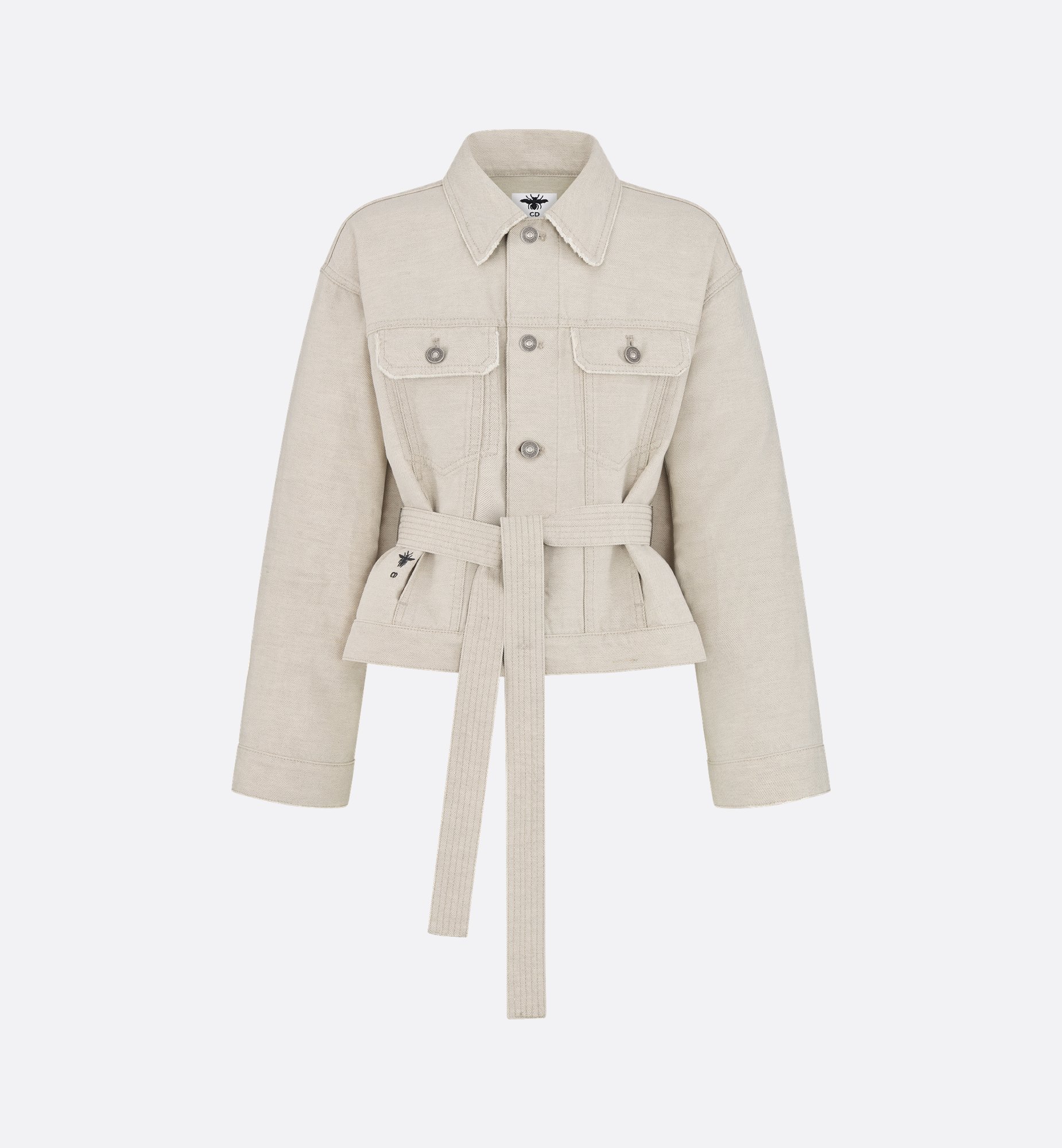 Oversized Belted Jacket Ecru Vintage-Effect Cotton-Blend Oversized Belted Jacket Ecru Vintage-Effect Cotton-Blend