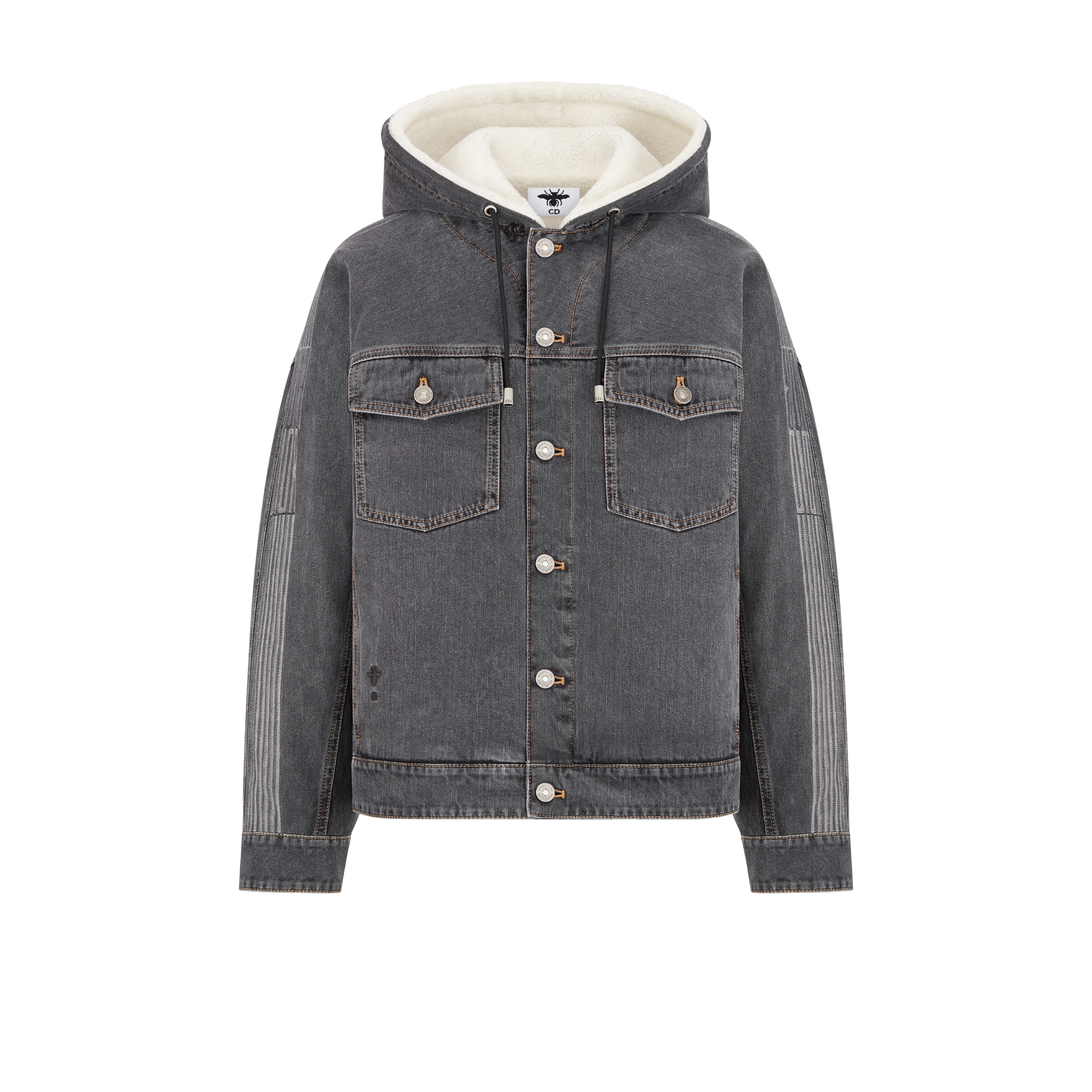 DiorAlps Oversized Hooded Jacket Gray Cotton Denim with Dior Graphique Motif E01