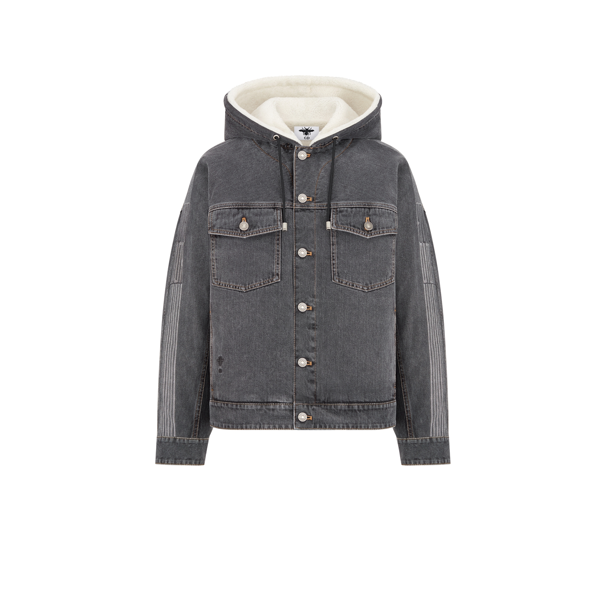 DiorAlps Oversized Hooded Jacket Gray Cotton Denim with Dior Graphique Motif E01