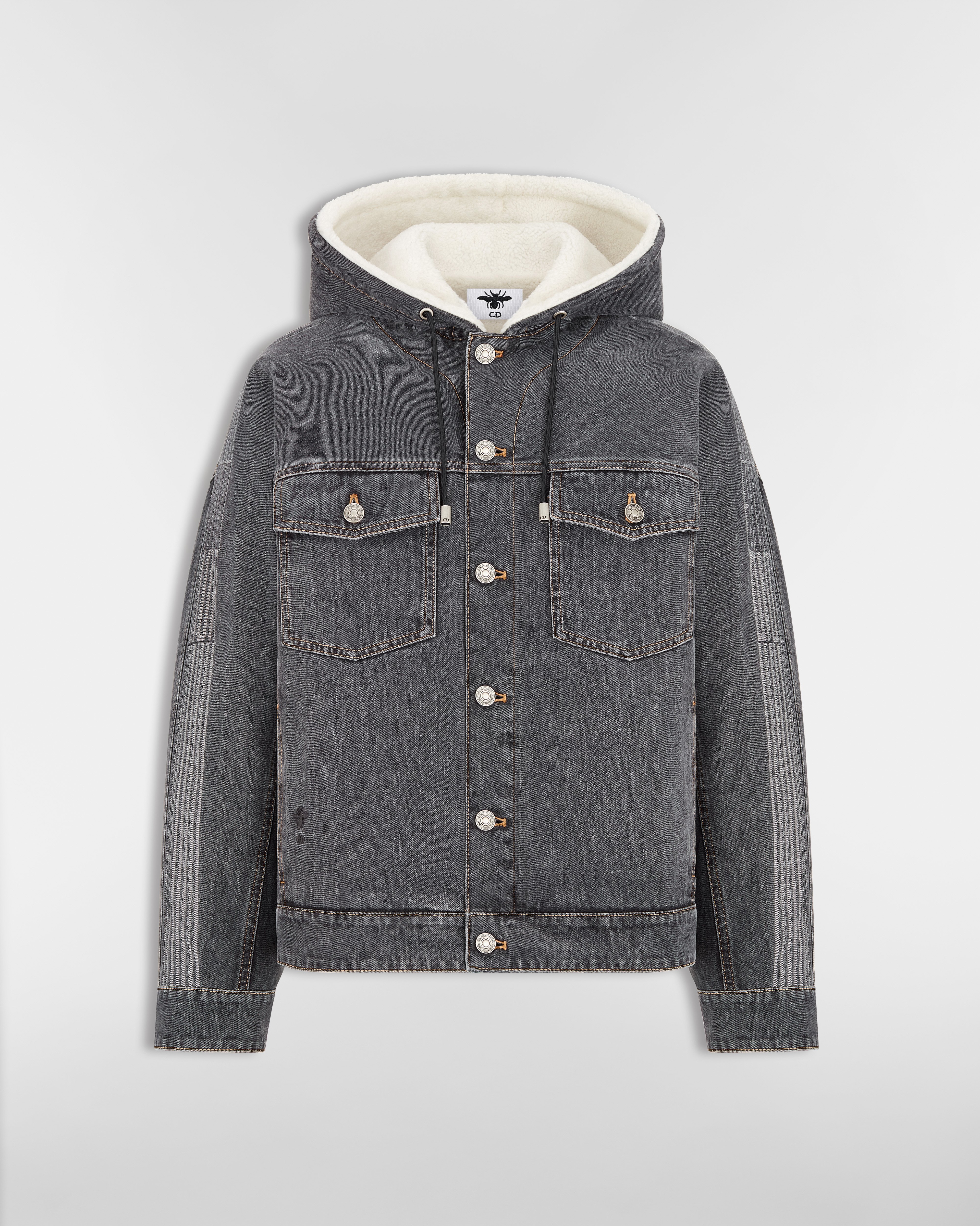 DiorAlps Oversized Hooded Jacket Gray Cotton Denim with Dior Graphique Motif