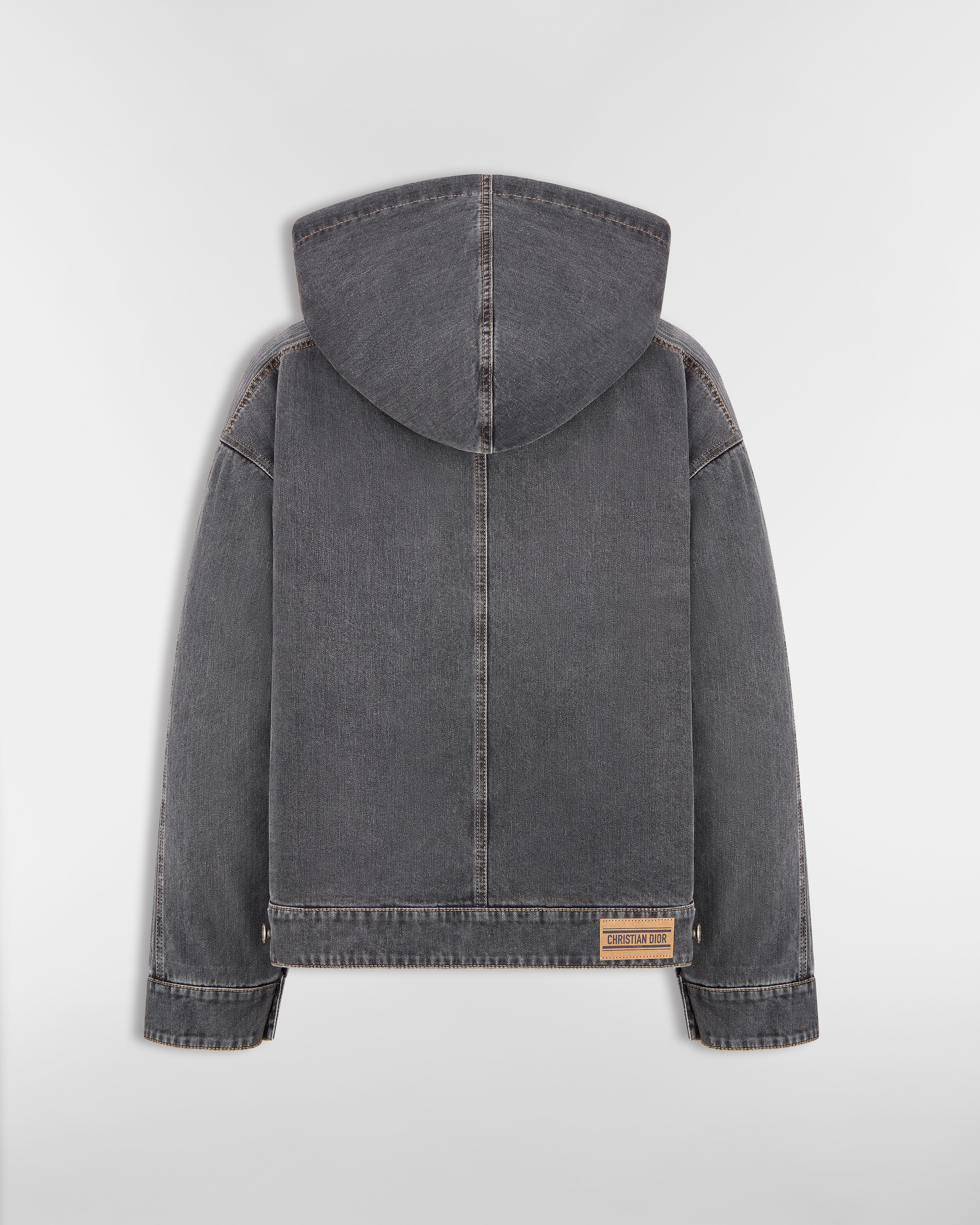 DiorAlps Oversized Hooded Jacket Gray Cotton Denim with Dior Graphique Motif E08