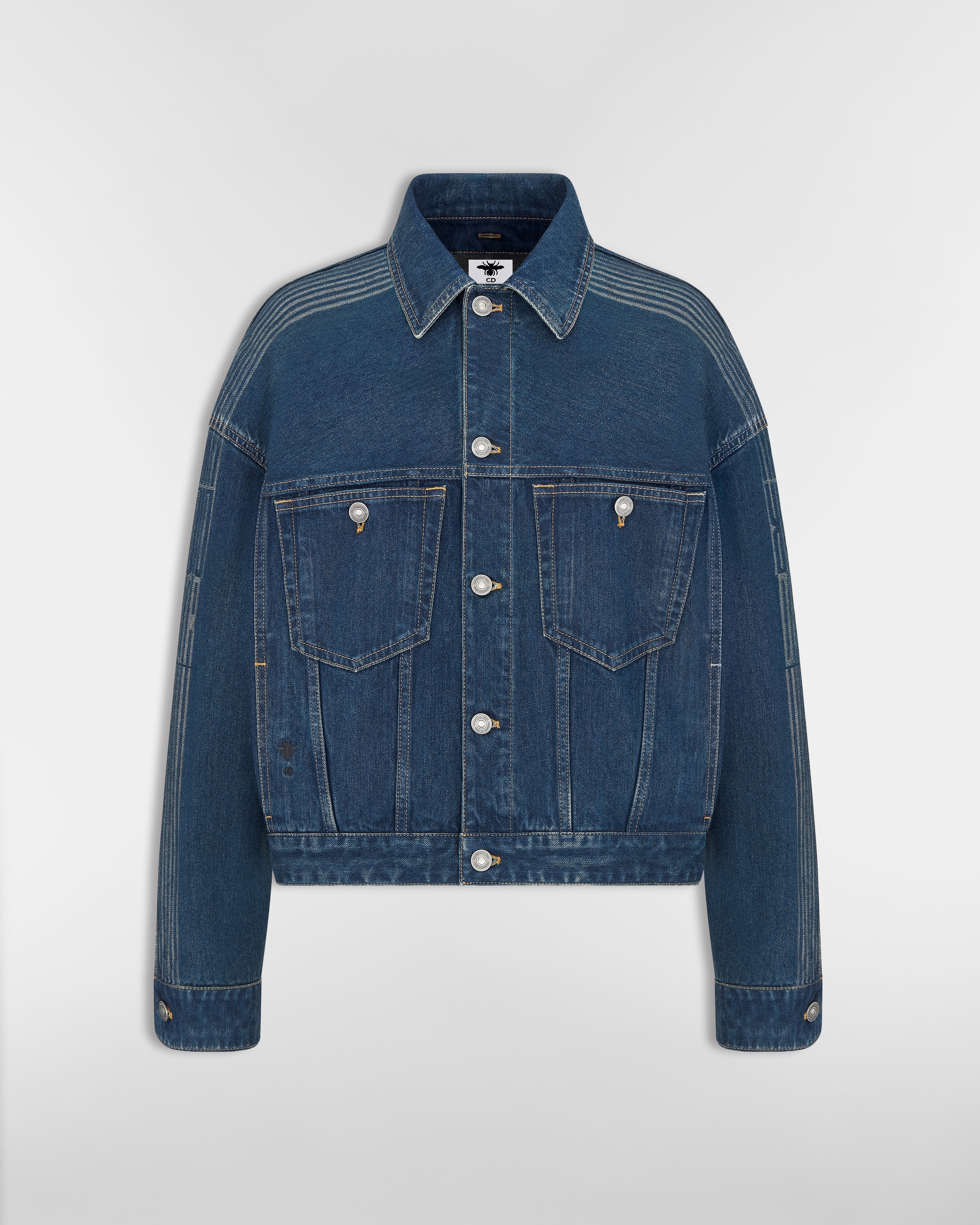 Giacca oversize DiorAlps Denim di cotone blu con motivo Dior Graphique E09