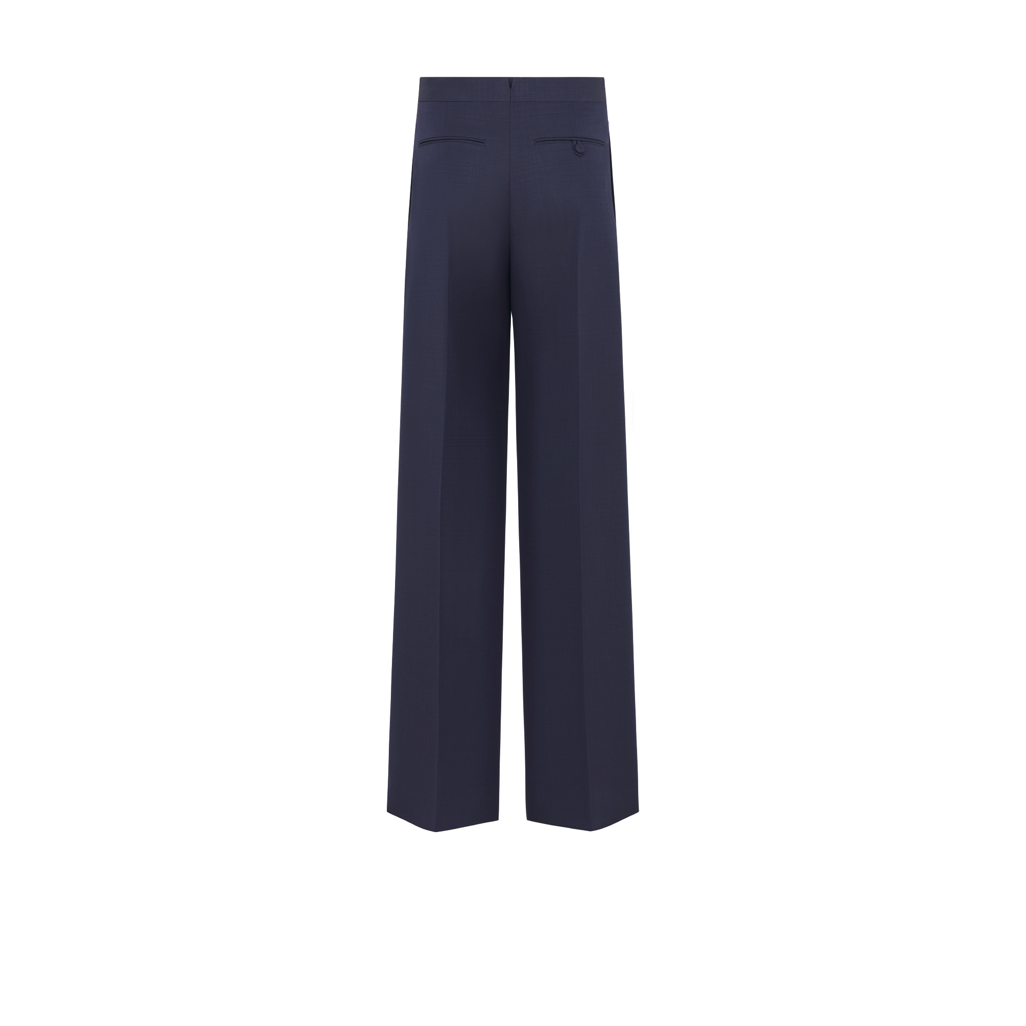 Ruimvallende broek Marineblauwe scheerwol en mohair E08
