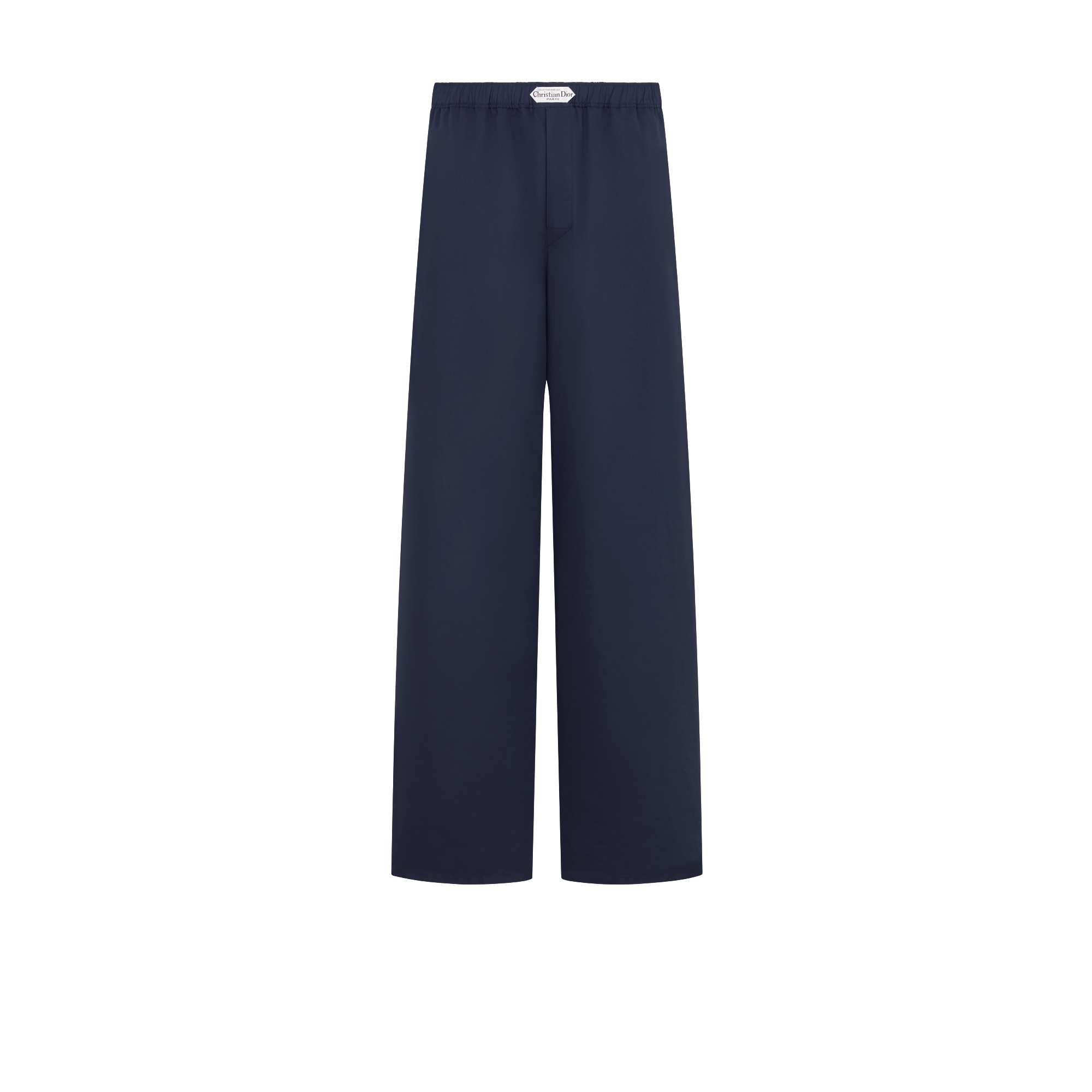 Pantalon fluide à étiquette Christian Dior Paris Toile de soie mélangée bleu marine E01