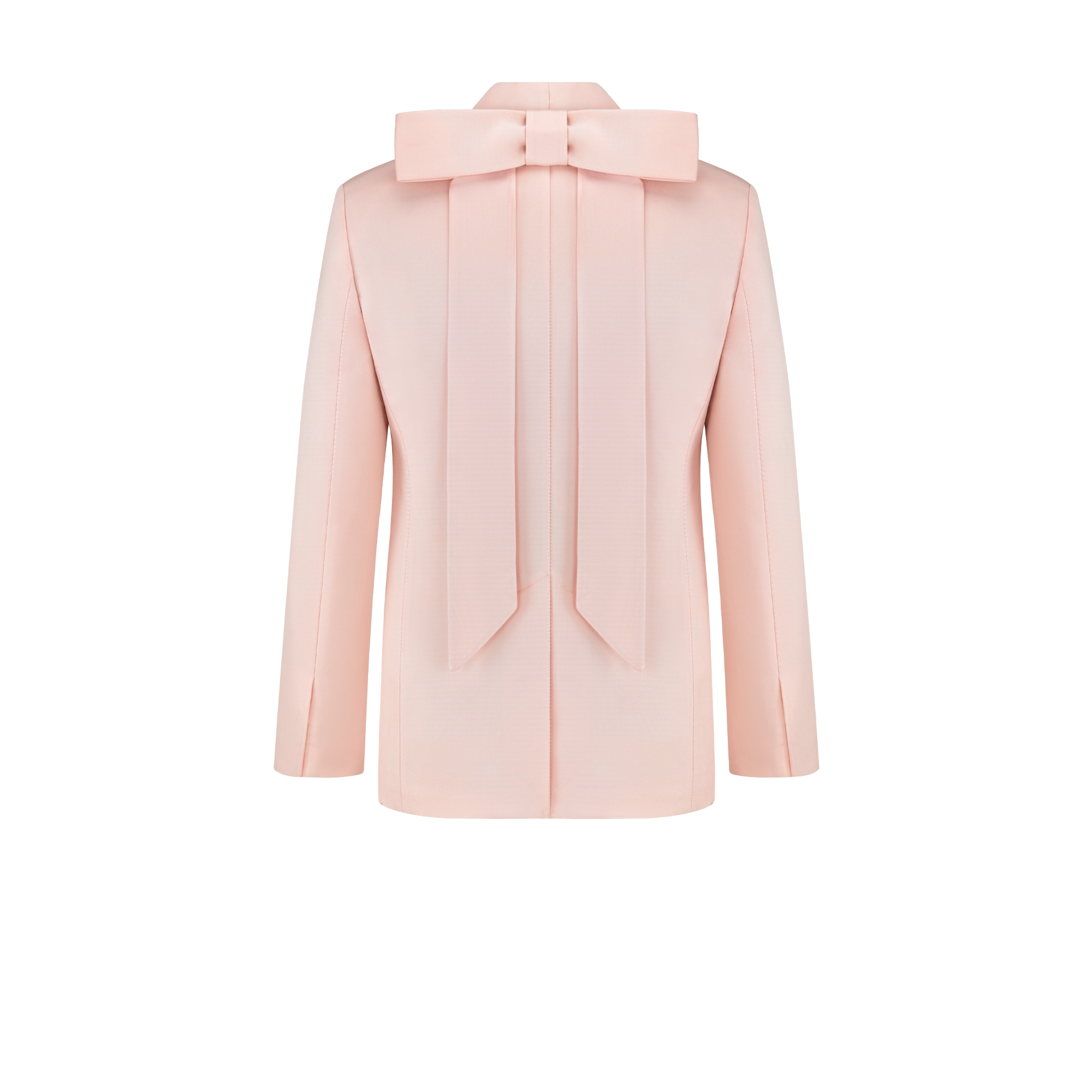 Jacket with Shawl Collar and Removable Bow Pink Silk Faille E08
