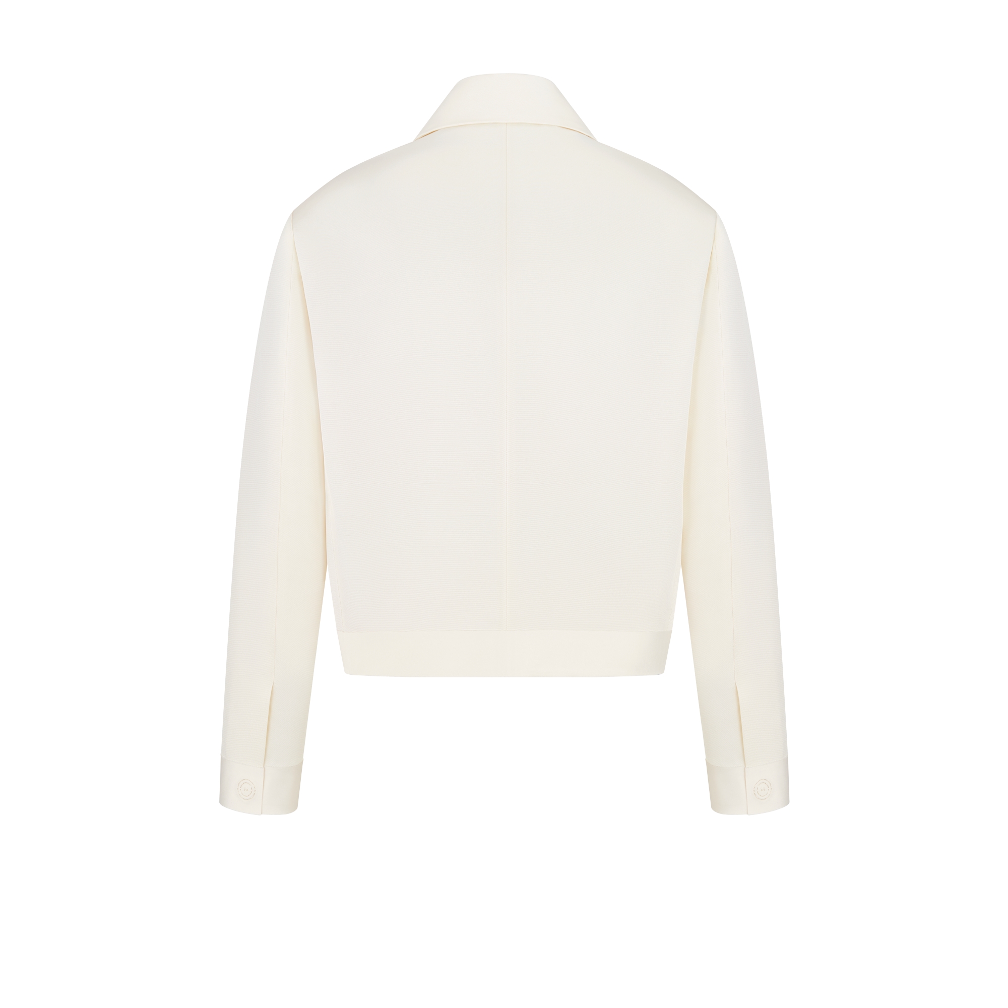 Jacket with Spread Collar Ecru Silk Faille E08