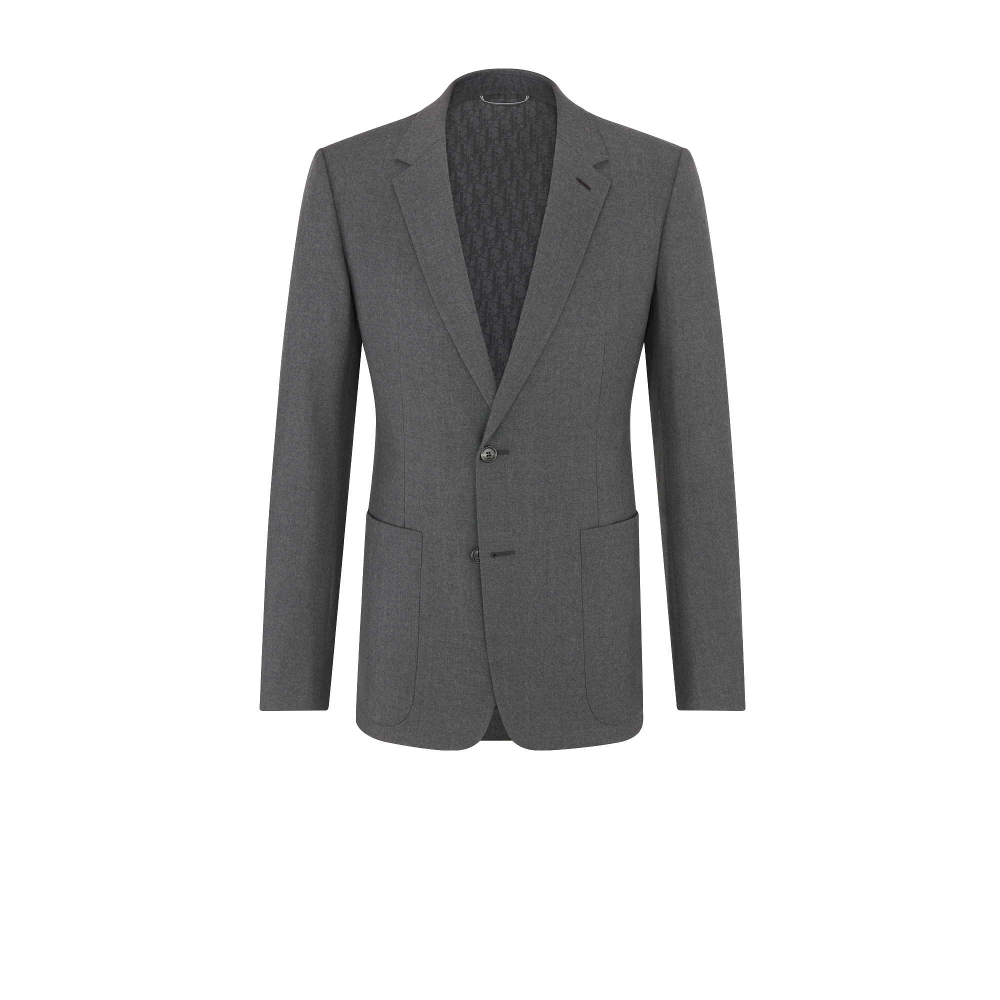 外套配以 Dior Oblique 內襯 灰色初剪羊毛法蘭絨 E01