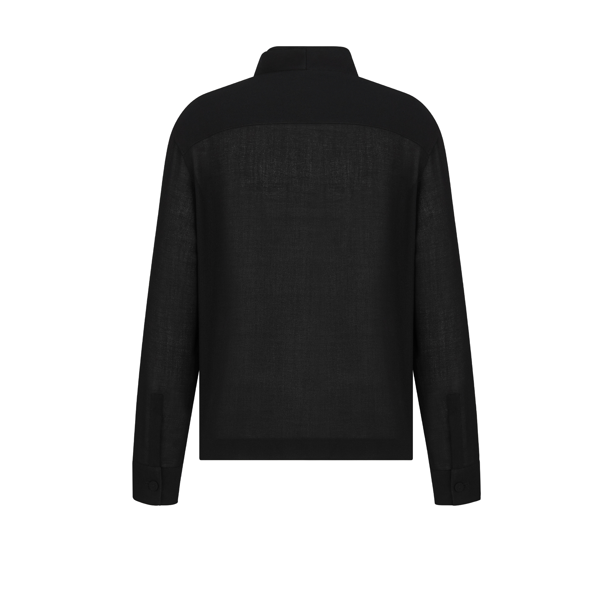 기모노 스타일 셔츠 블랙 버진 울 크레이프 E08