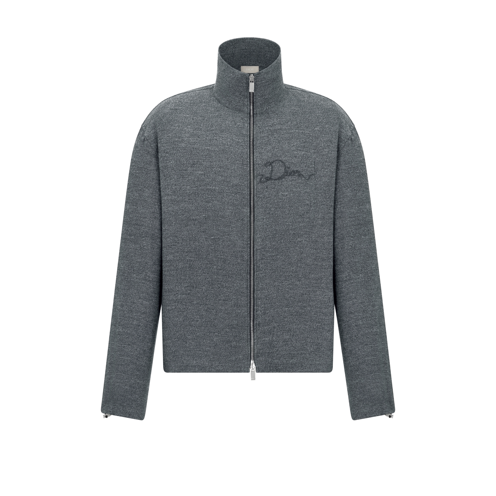 Zipped Shirt with Dior Ribbon Embroidery