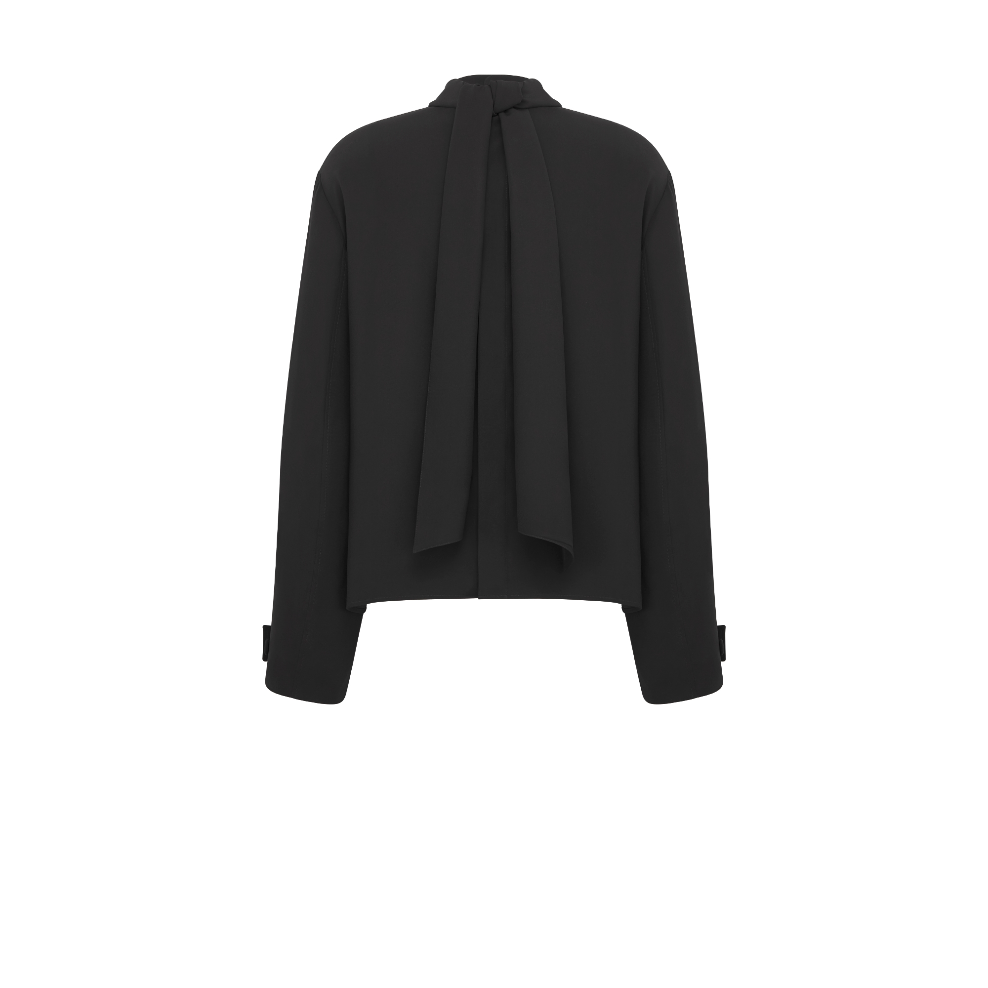 Shirt with Ascot on the Back Black Silk Crepe E08