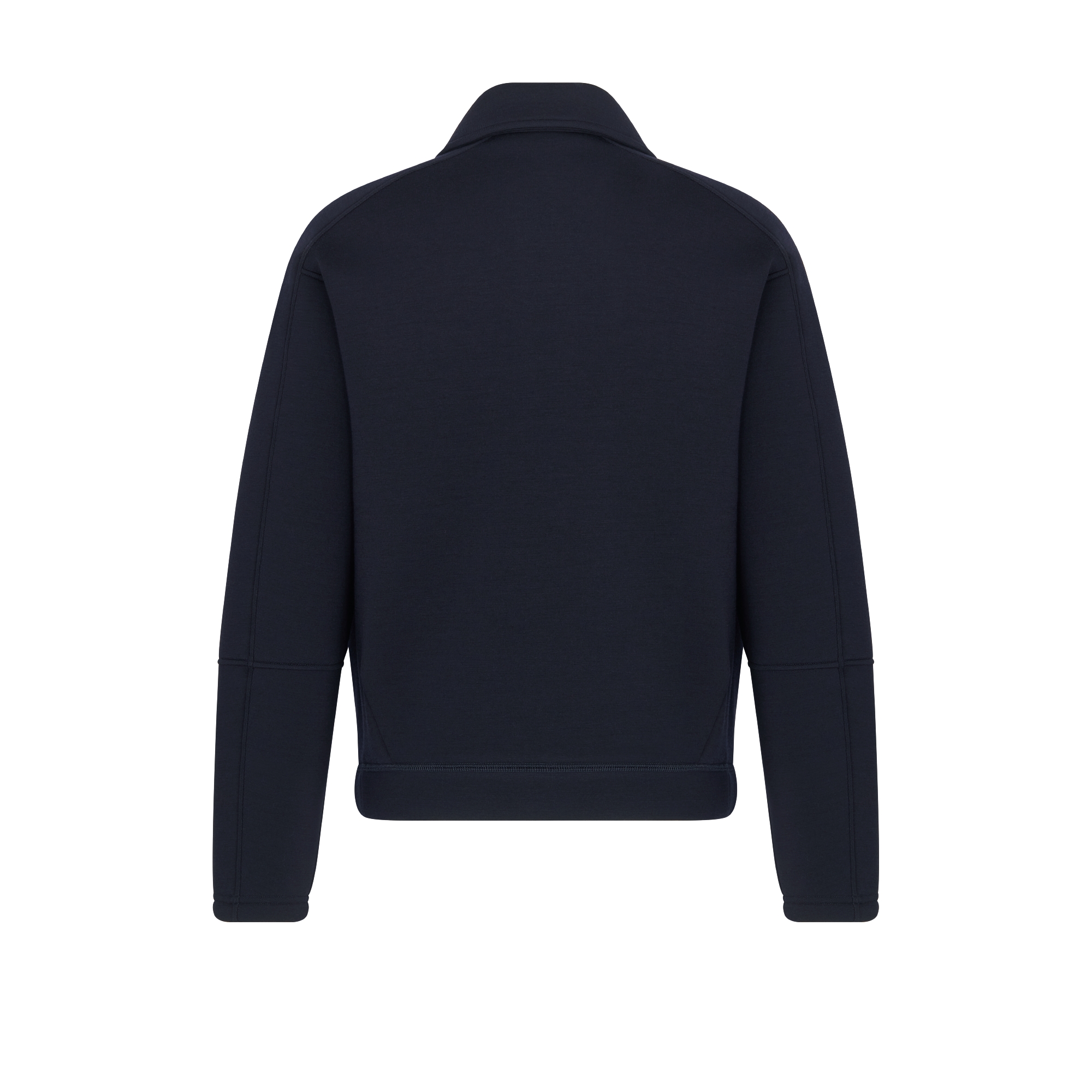 Zipped Blouson Jacket with Christian Dior Paris Tag Navy Blue Virgin Wool-Blend Jersey E08