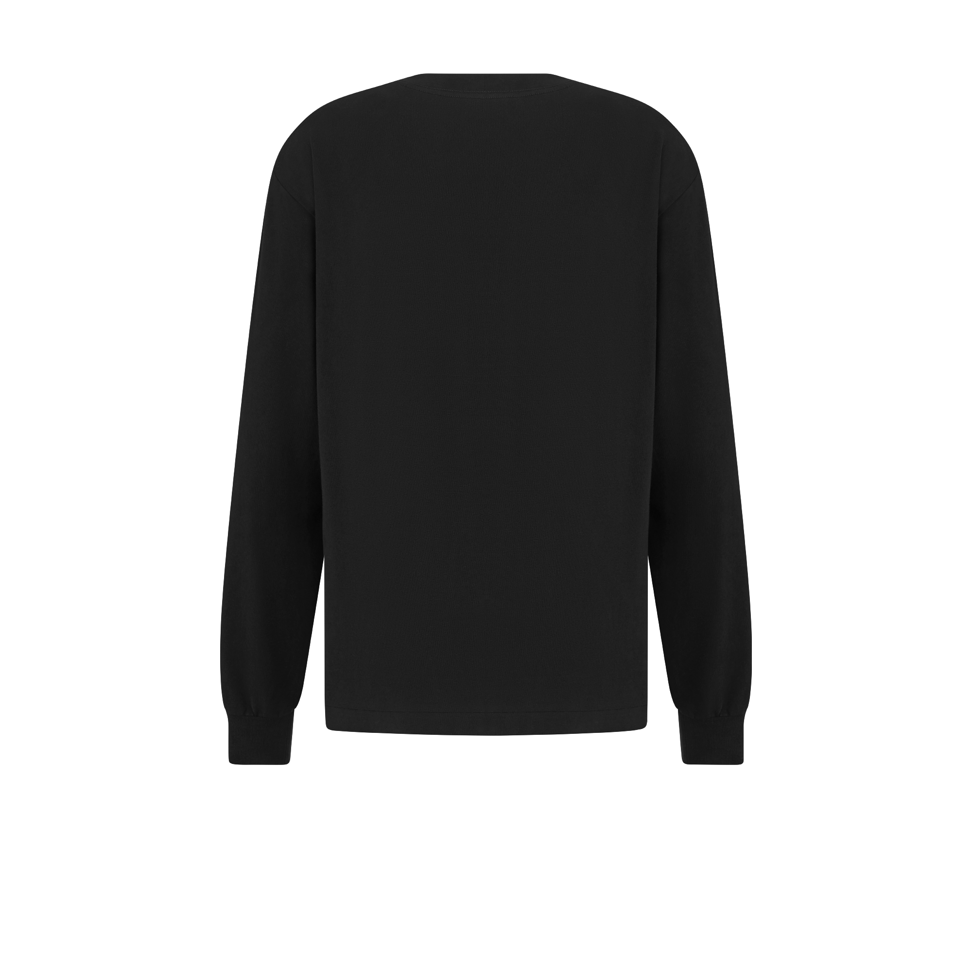 Long-Sleeved T-Shirt with Christian Dior Paris Tag, Relaxed Fit Black Cotton Jersey E08