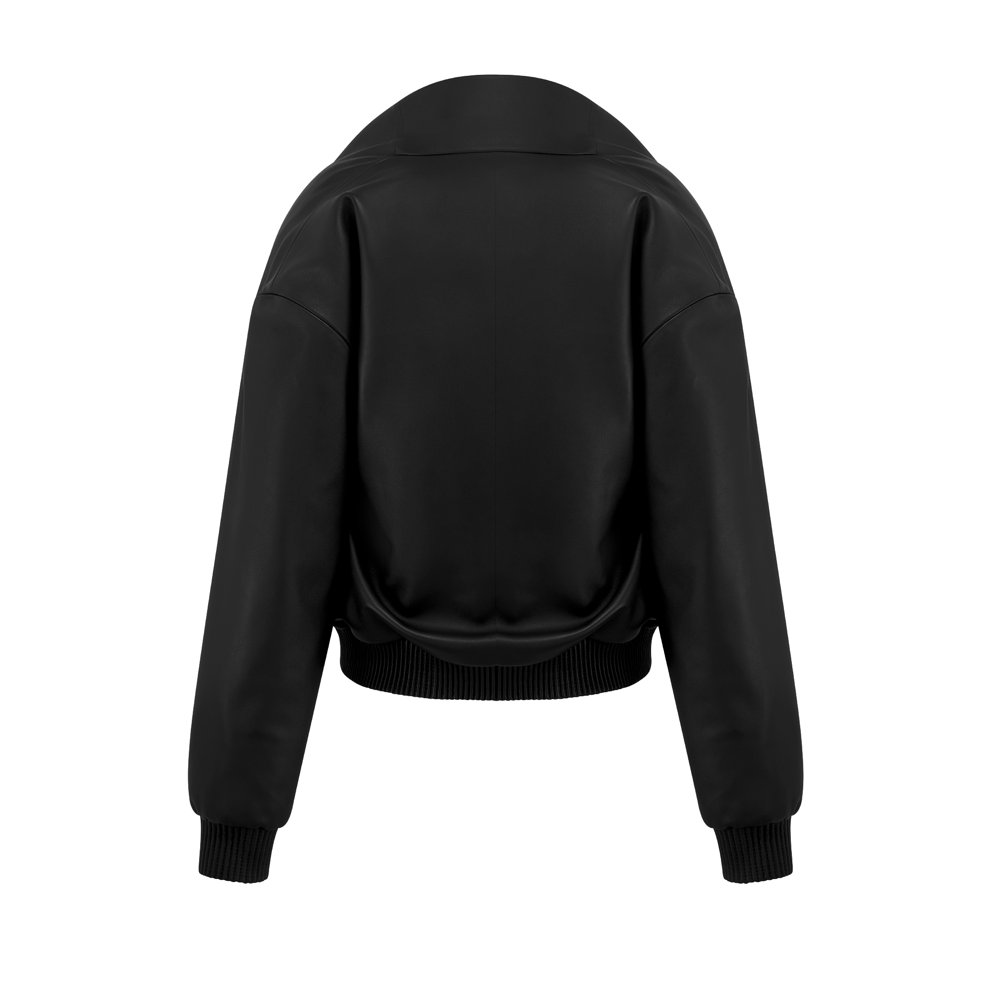 Pullover Jacket with Cowl Black Lambskin E08