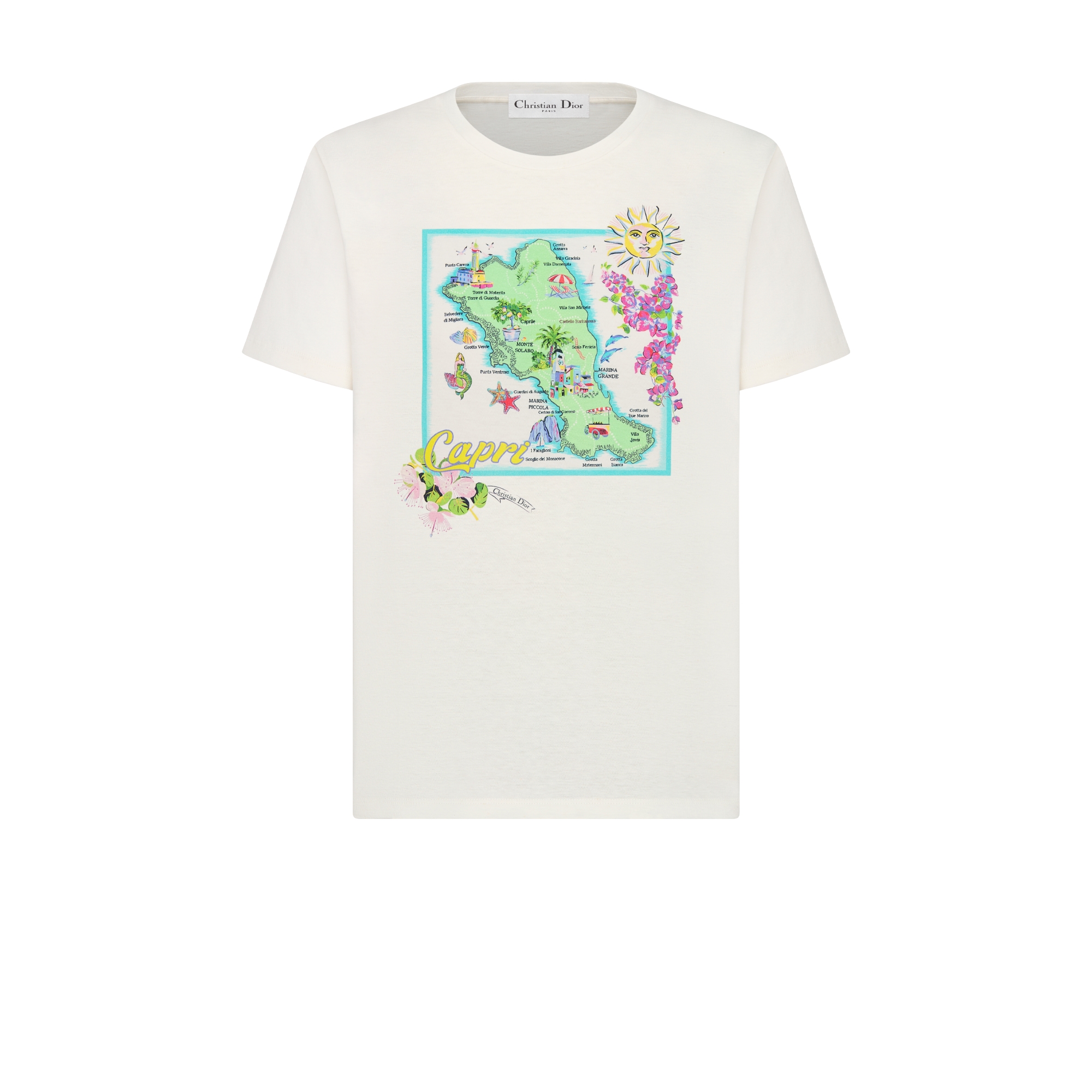 Dior Souvenir T-Shirt White Multicolor Cotton and Linen Jersey | DIOR