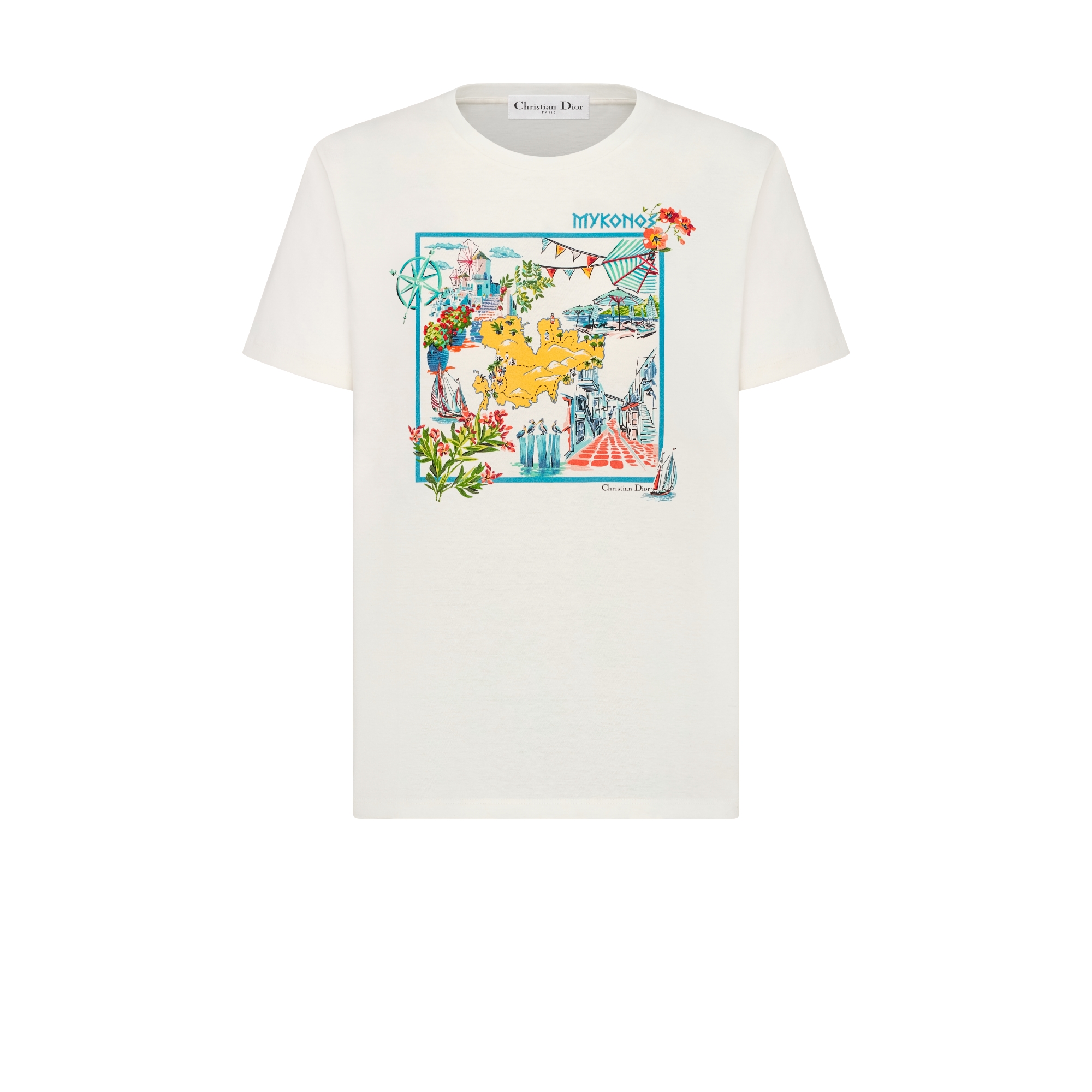 Dior Souvenir T-Shirt White Multicolor Cotton and Linen Jersey | DIOR