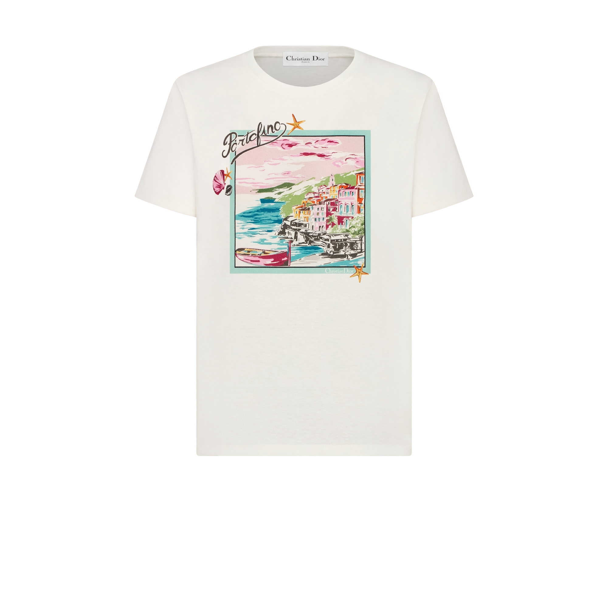 Dior Souvenir T-Shirt ホワイト Dior Souvenir T-Shirt White Multicolor Cotton and Linen