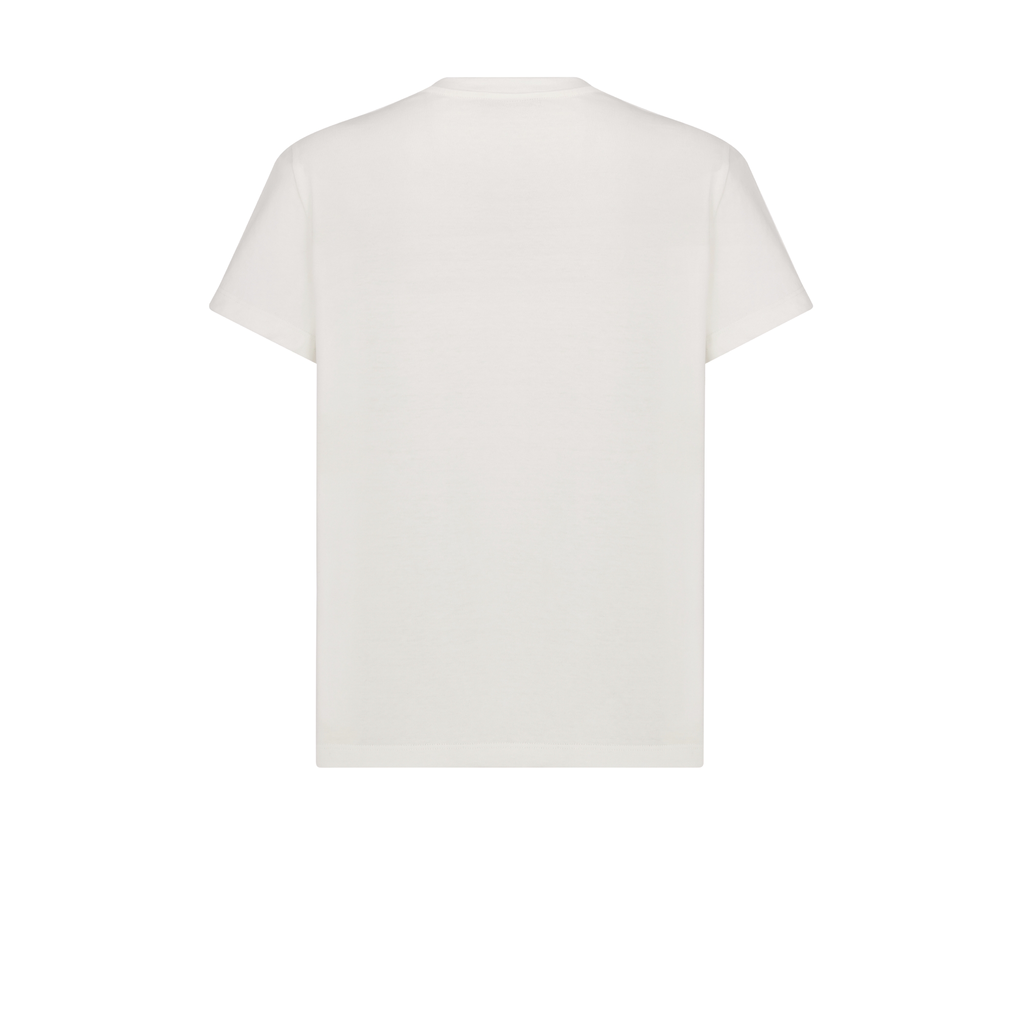 Dioriviera T-Shirt White and Hazelnut Cotton and Linen Jersey with Toile de Jouy Palms Motif E08