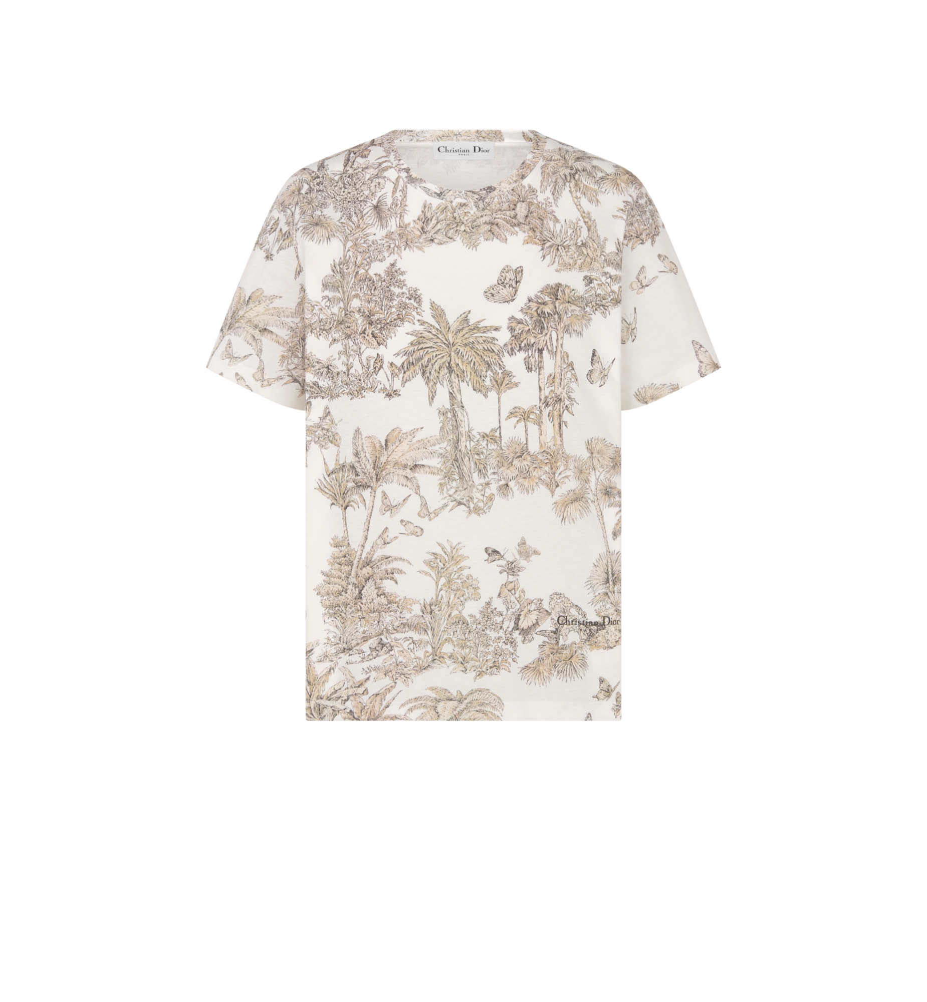 Dioriviera T-Shirt White and Hazelnut Cotton and Linen