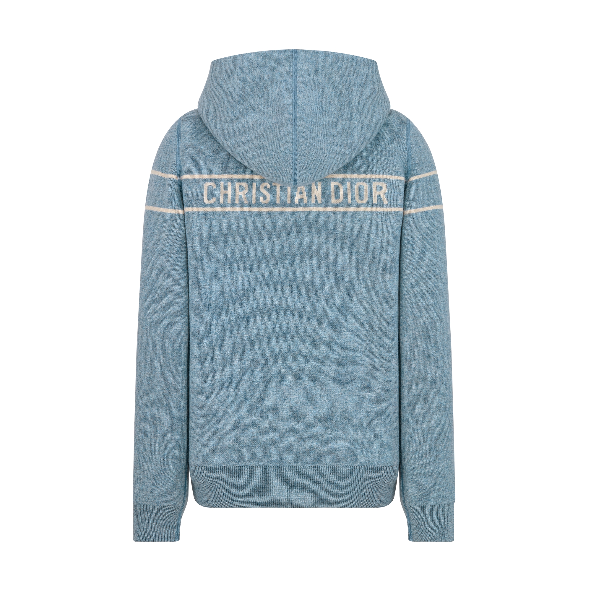 Reversible Hooded Cardigan Blue Cashmere-Blend Knit with Dior Oblique Motif E08
