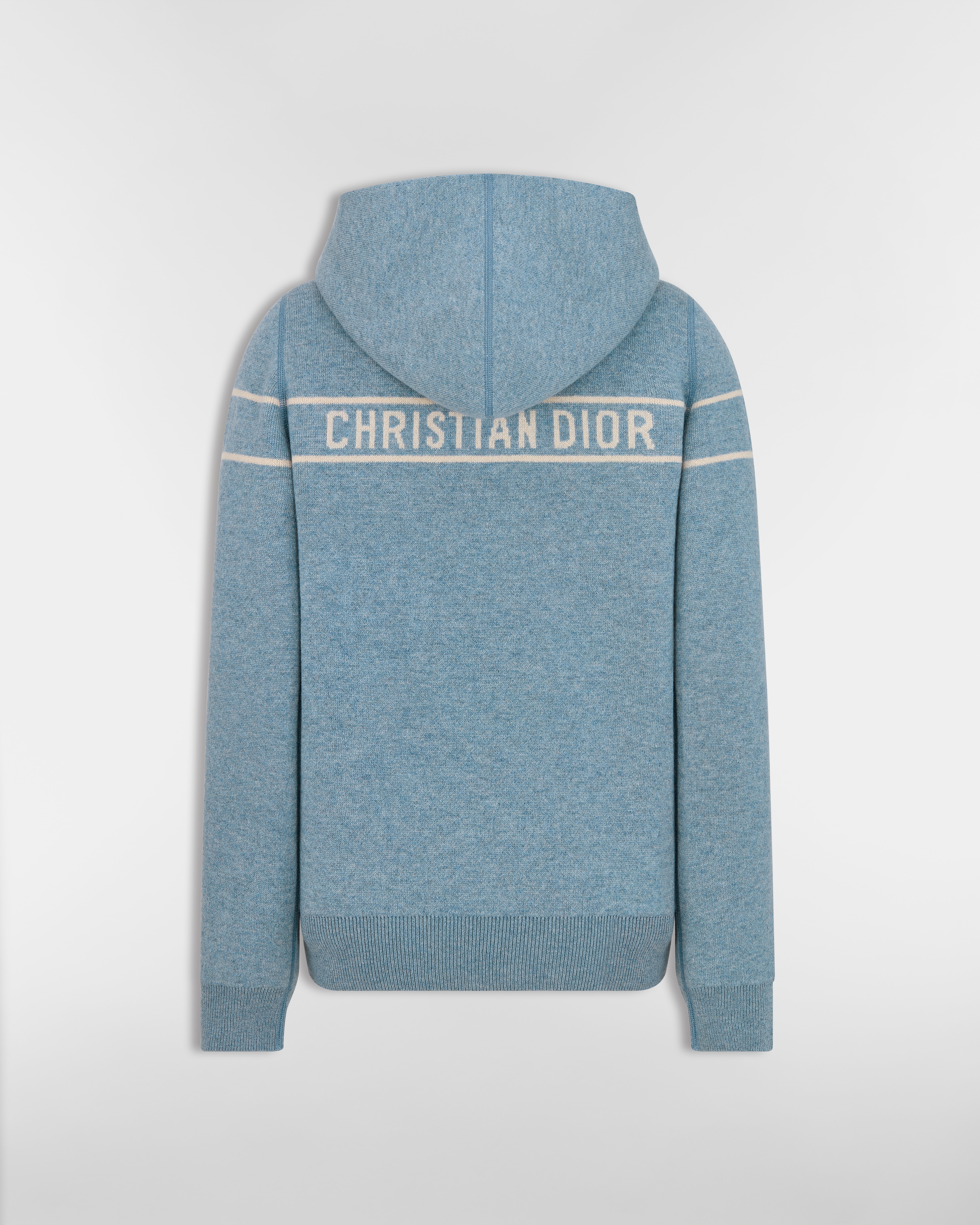 리버서블 후드 가디건 블루 Dior Oblique 모티브 캐시미어 블렌드 니트 E08