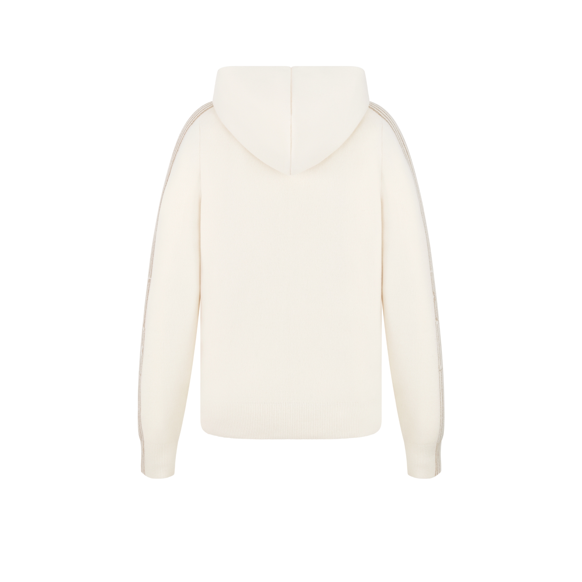 DiorAlps 連帽開襟羊毛衫 米白色羊絨混紡針織綴以金色色調 Dior Graphique 主題圖案 E08