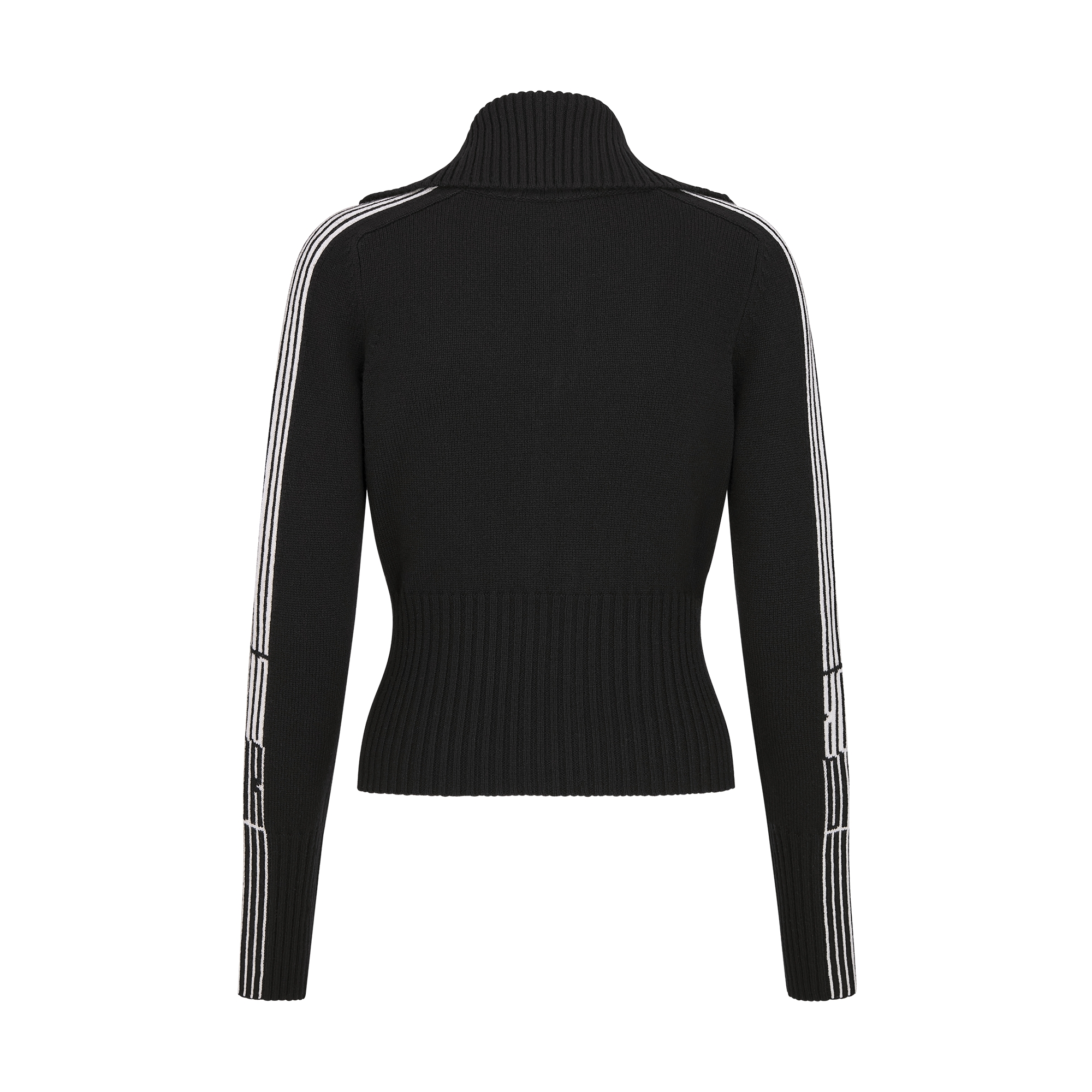 DiorAlps Short Cardigan Black Virgin Wool and Cashmere Knit with White Dior Graphique Motif E08