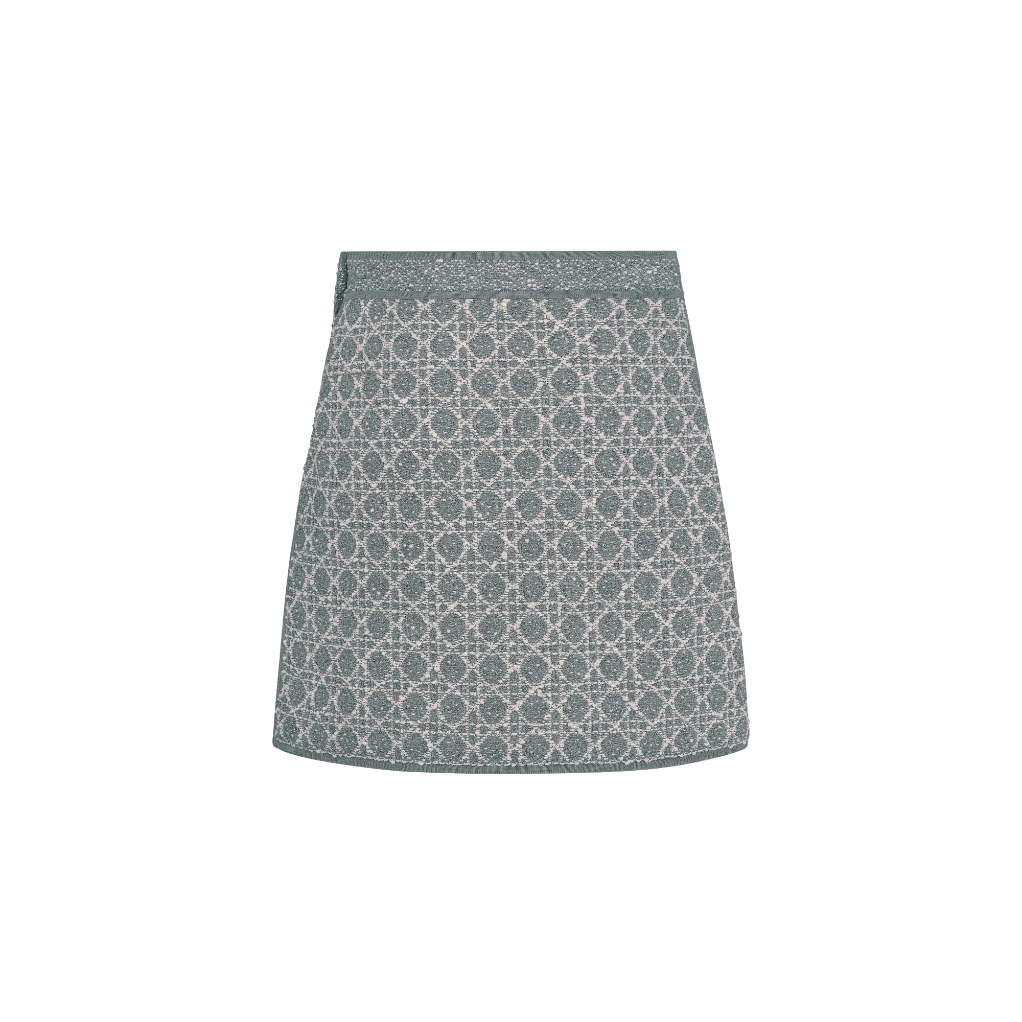 ミニスカート マクロカナージュ コットンブレンド ツイードニット E08