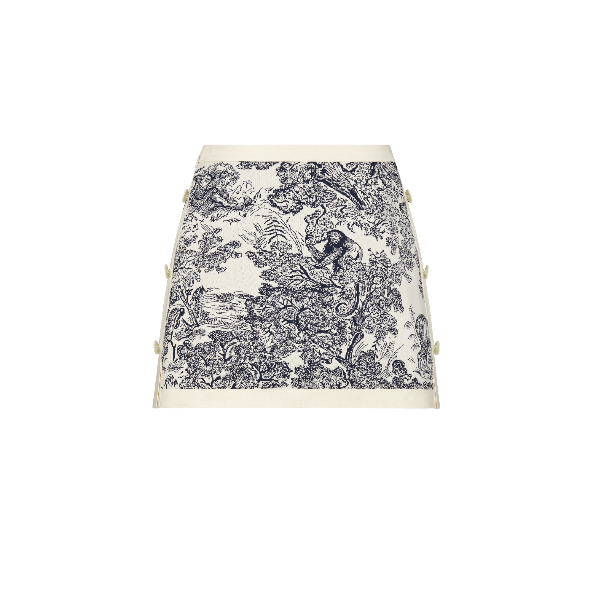 Haut iviera Twill de soie à motif Toile de Jouy Palms blanc et bleu