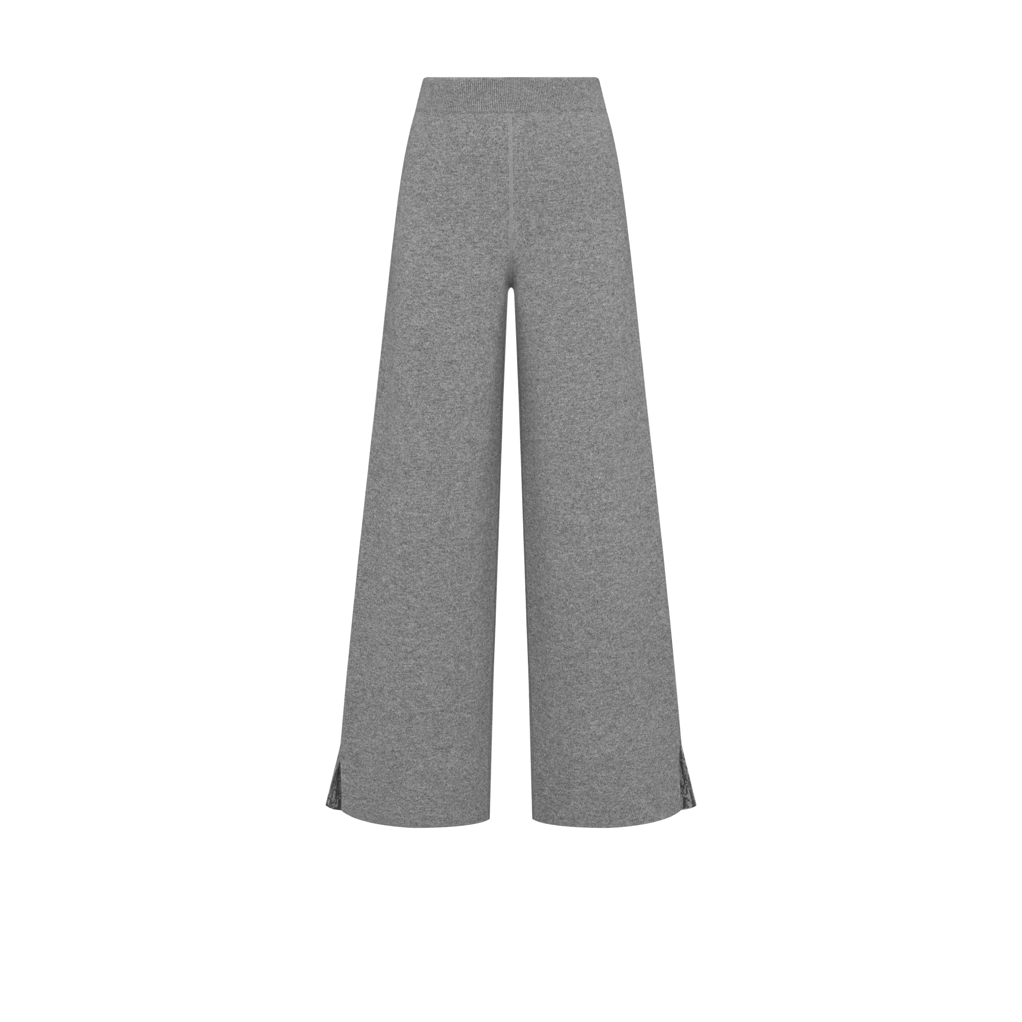 Flared Pants Gray Cashmere-Blend Knit with Dior Oblique Motif E01