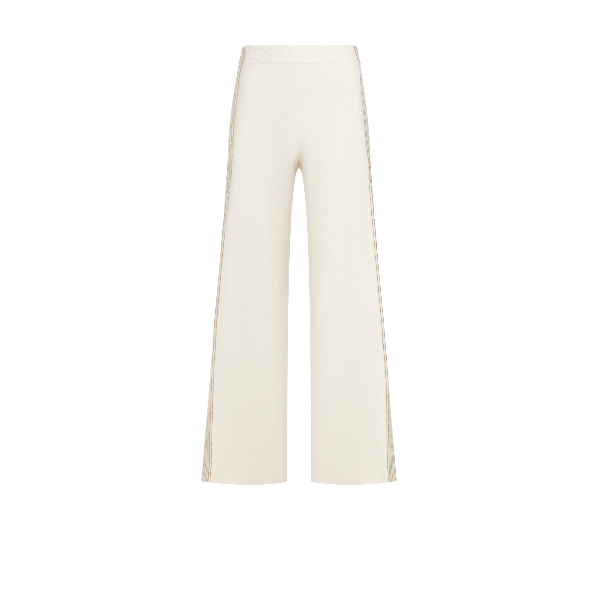 DiorAlps Flared Pants Ecru Cashmere-Blend Knit with Gold-Tone Dior Graphique Motif E01