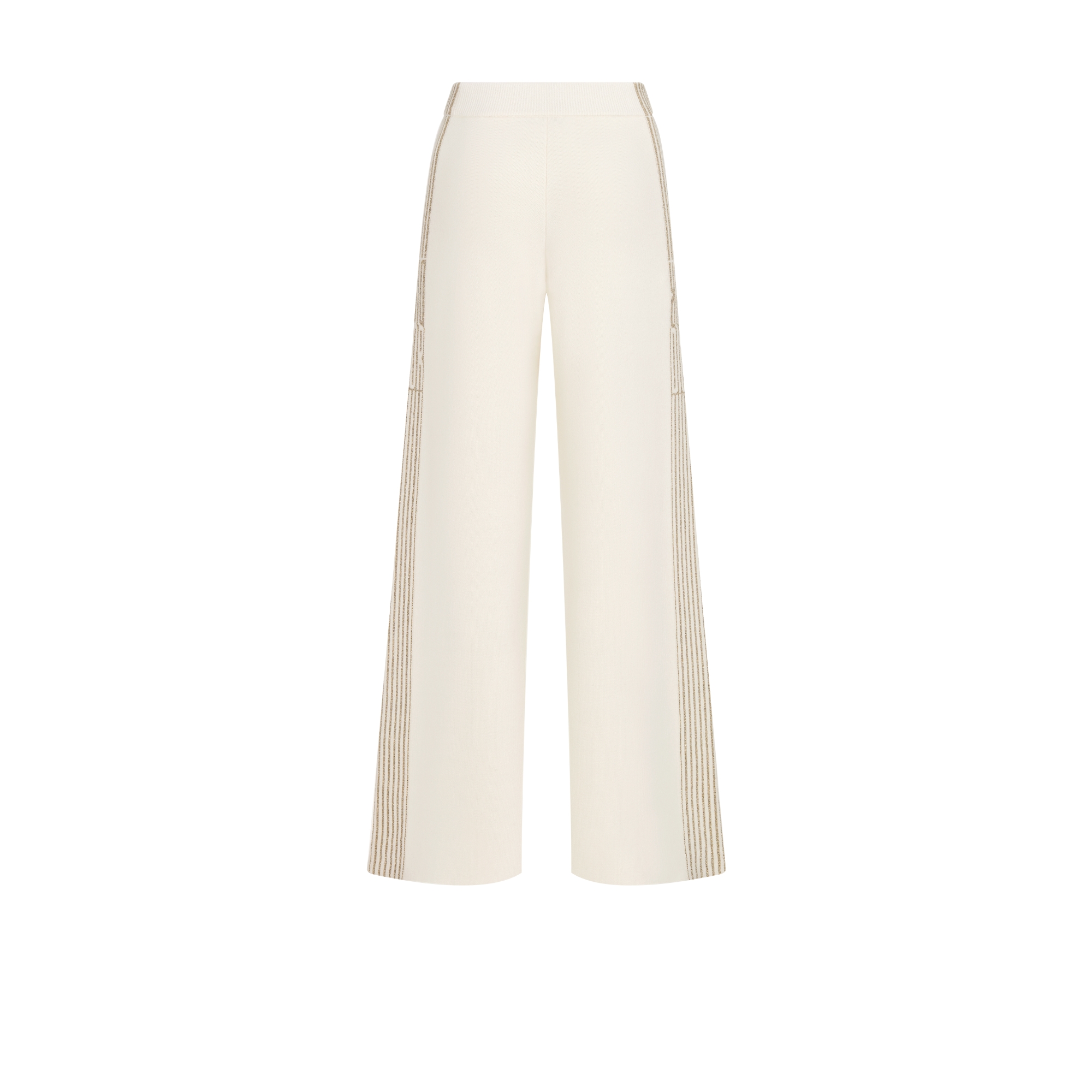 DiorAlps 플레어 팬츠 에크루 캐시미어 블렌드 니트 & 골드 톤 Dior Graphique 모티브 E08