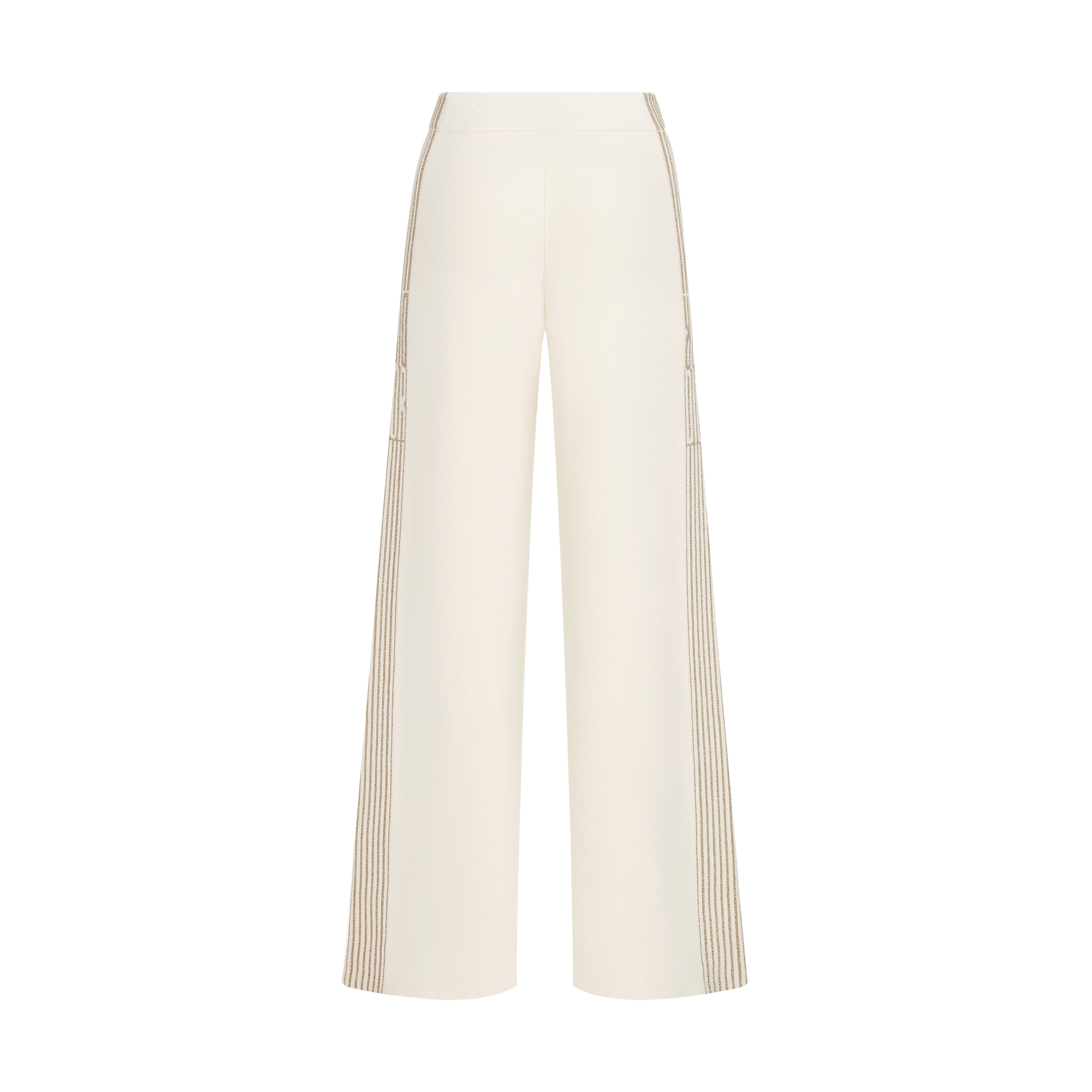 DiorAlps Flared Pants Ecru Cashmere-Blend Knit with Gold-Tone Dior Graphique Motif E08