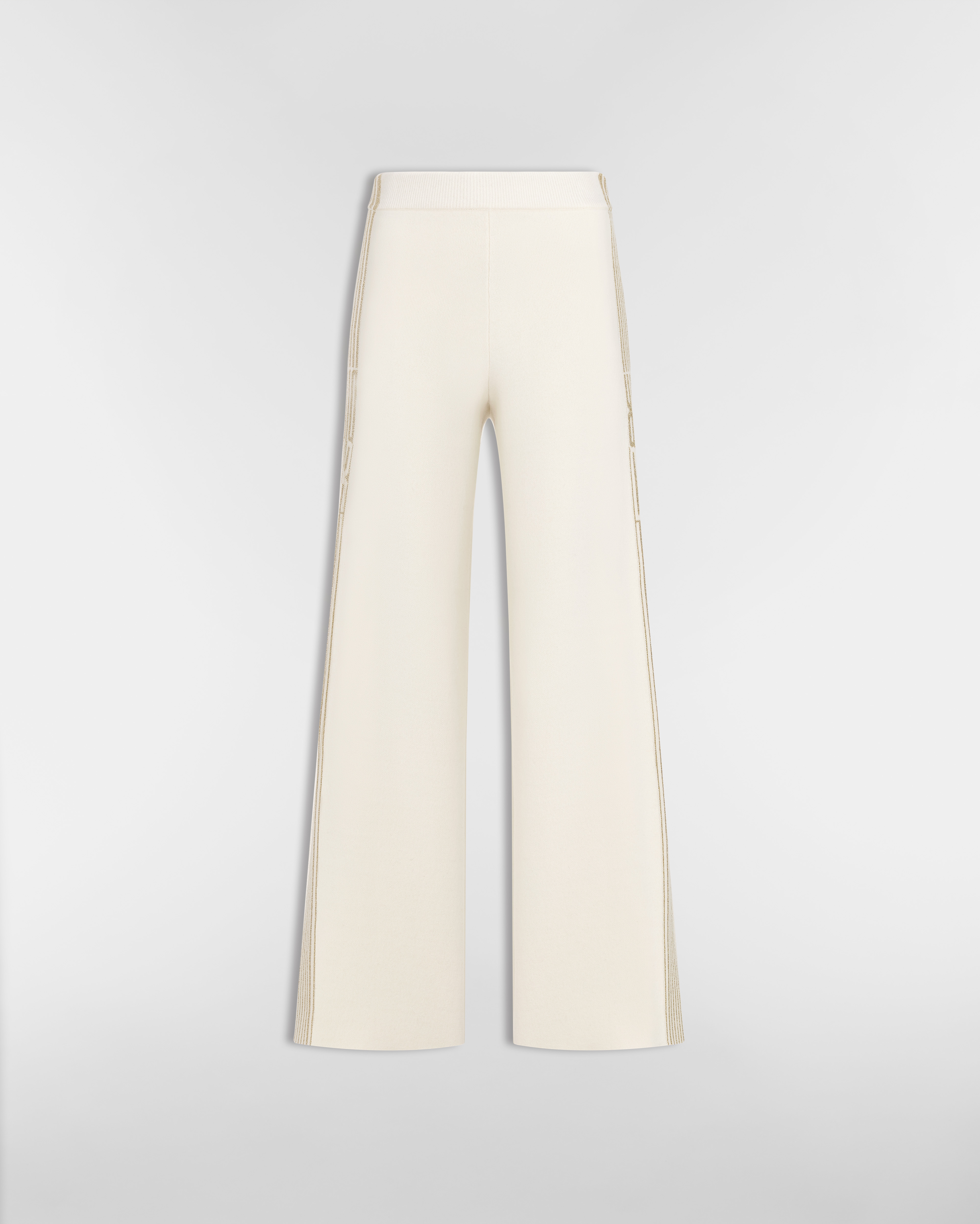 DiorAlps Flared Pants Ecru Cashmere-Blend Knit with Gold-Tone Dior Graphique Motif E01