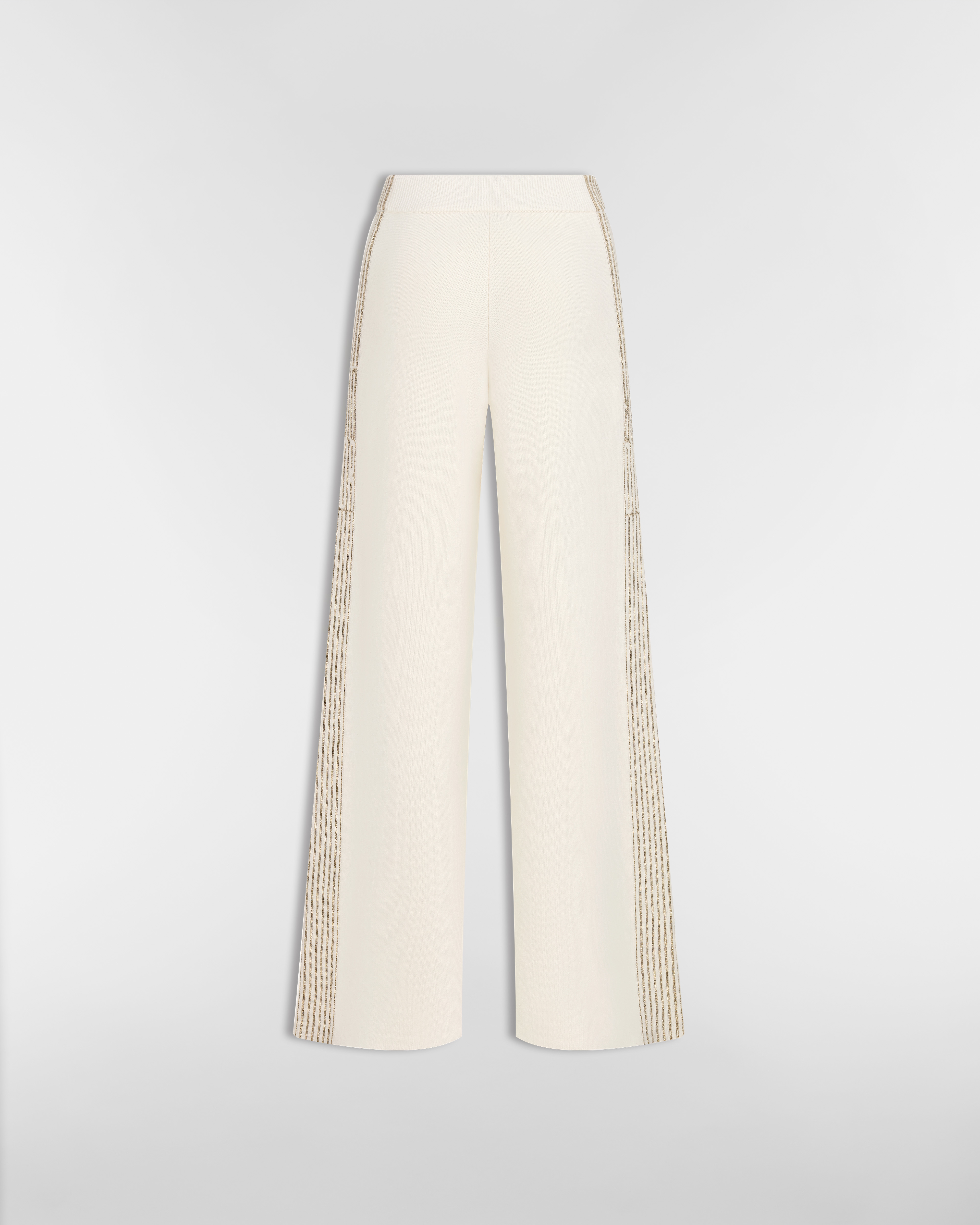 DiorAlps Flared Pants Ecru Cashmere-Blend Knit with Gold-Tone Dior Graphique Motif E08