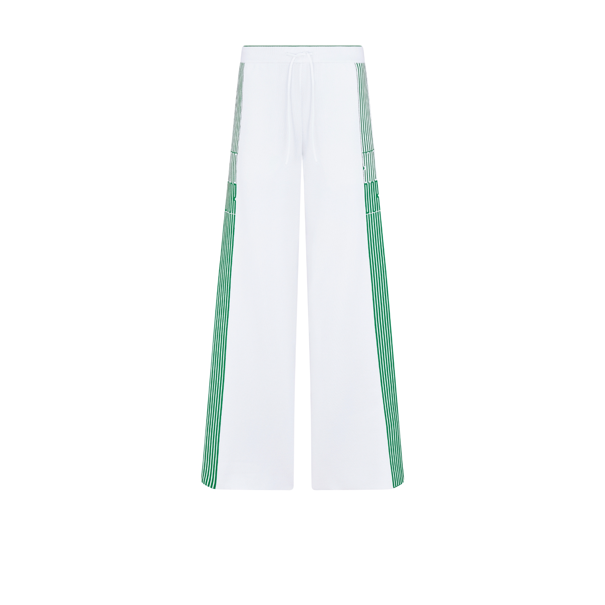 Dior Vibe Flared Pants White Technical Knit with Pine Green Dior Graphique Motif E01